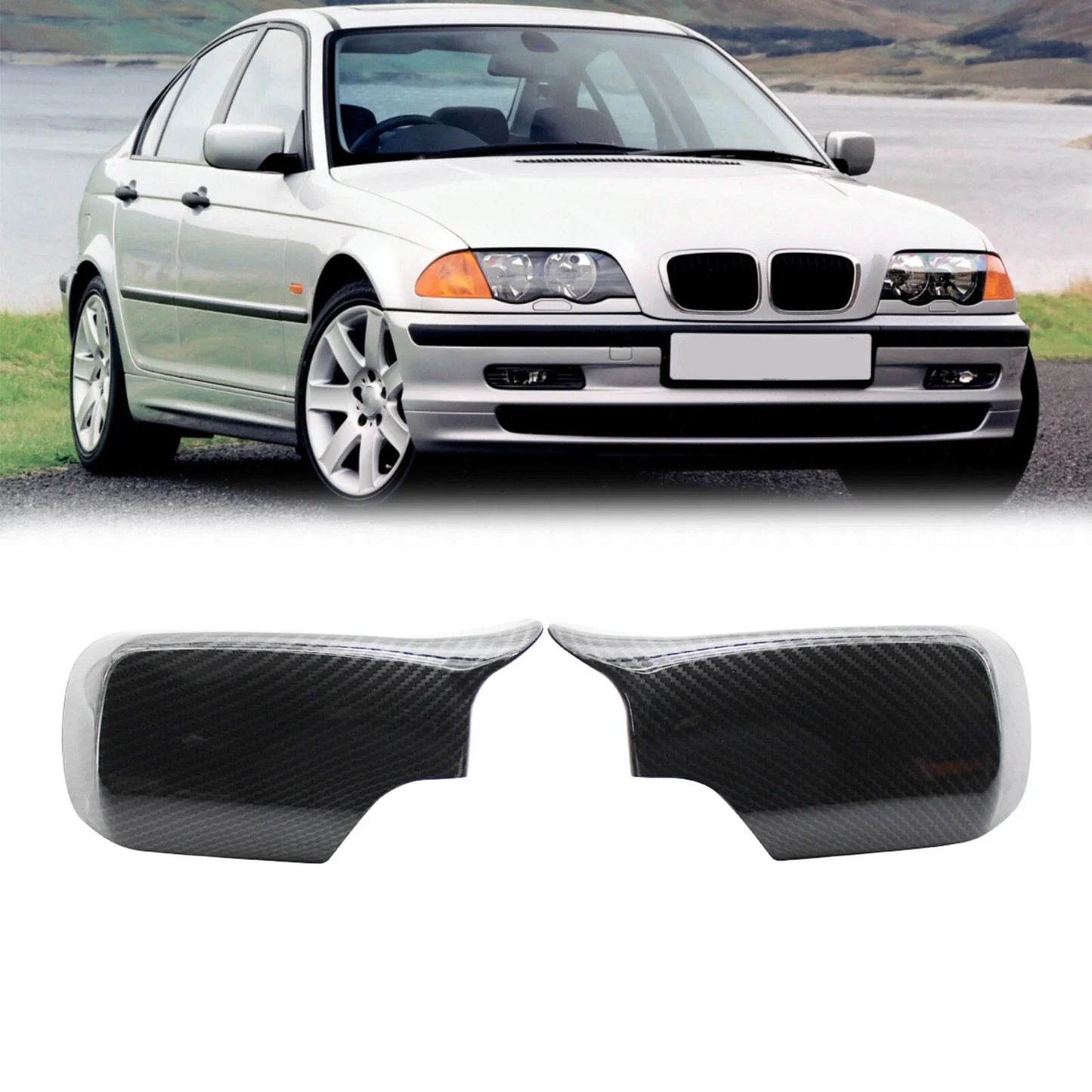 2 x M Style Wing Car Side Mirror Cover Caps for BMW E46 Sedan (1998–2005)