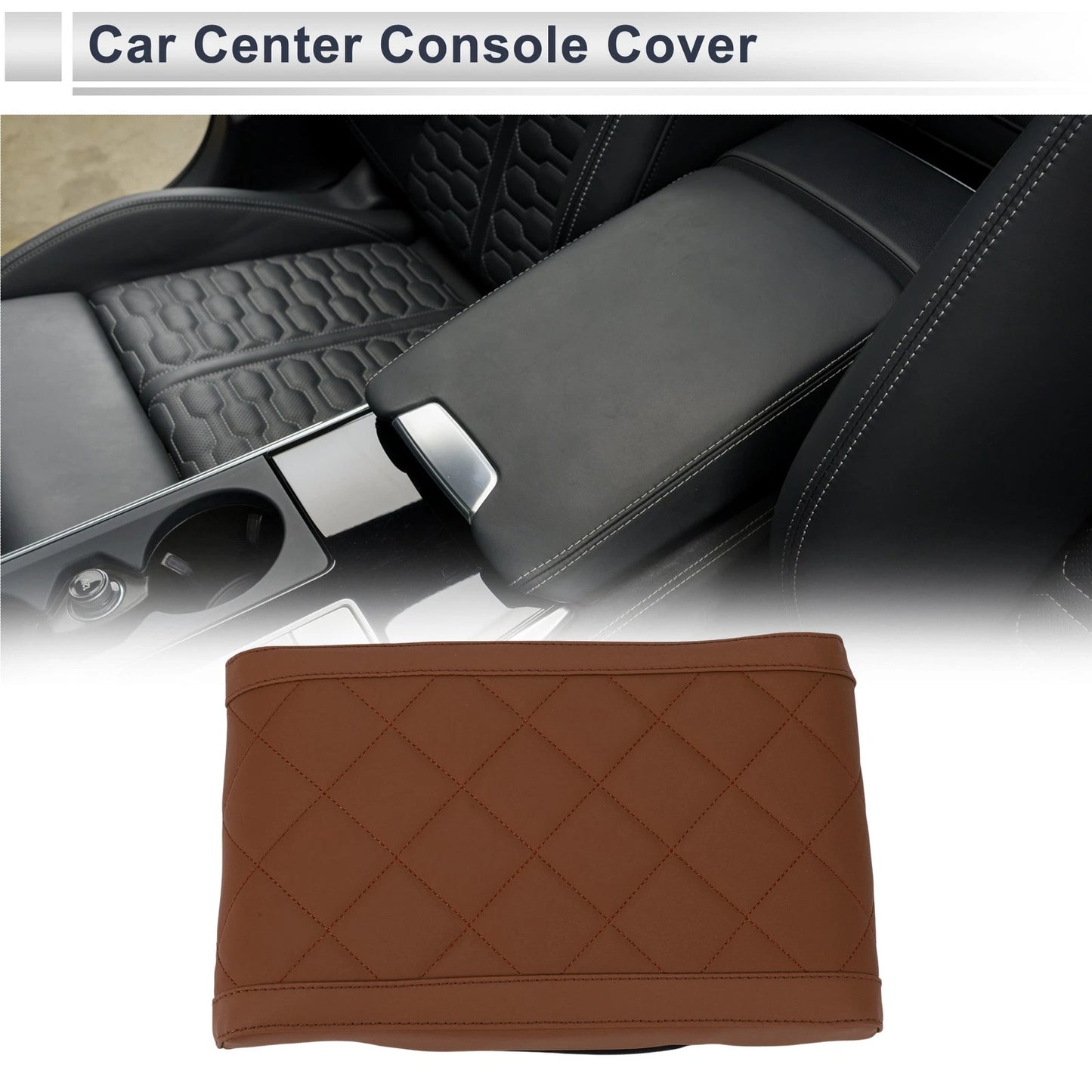 Center Console Cover for Car (12.6"x7.87"x1.97", Light Brown Nappa Leather)