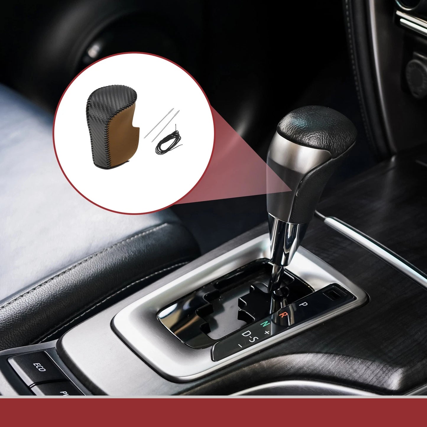 1 Pc Gear Shift Knob Cover for Honda Accord (2008–2012) Black Brown Leather