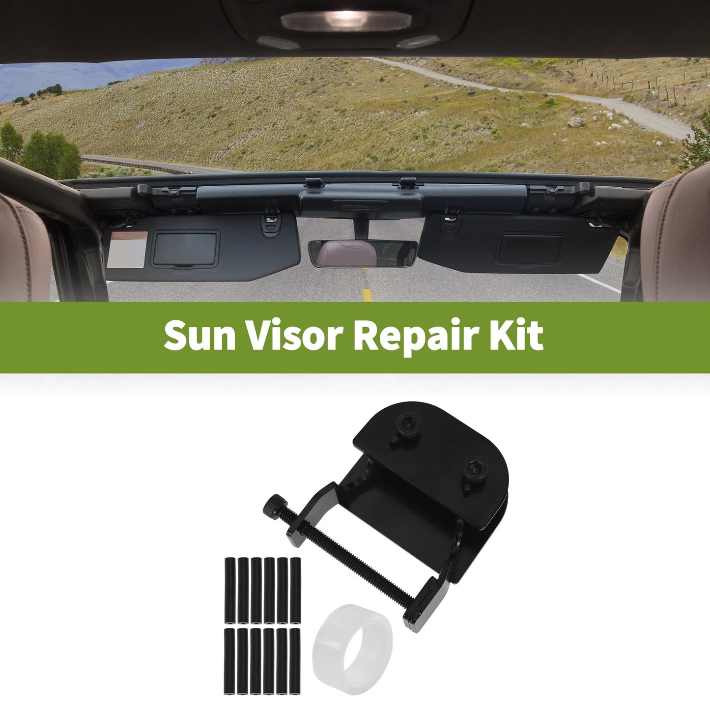 Set of 1 Sun Visor Repair Kit for Jeep Wrangler JK (2007–2017) Metal Black
