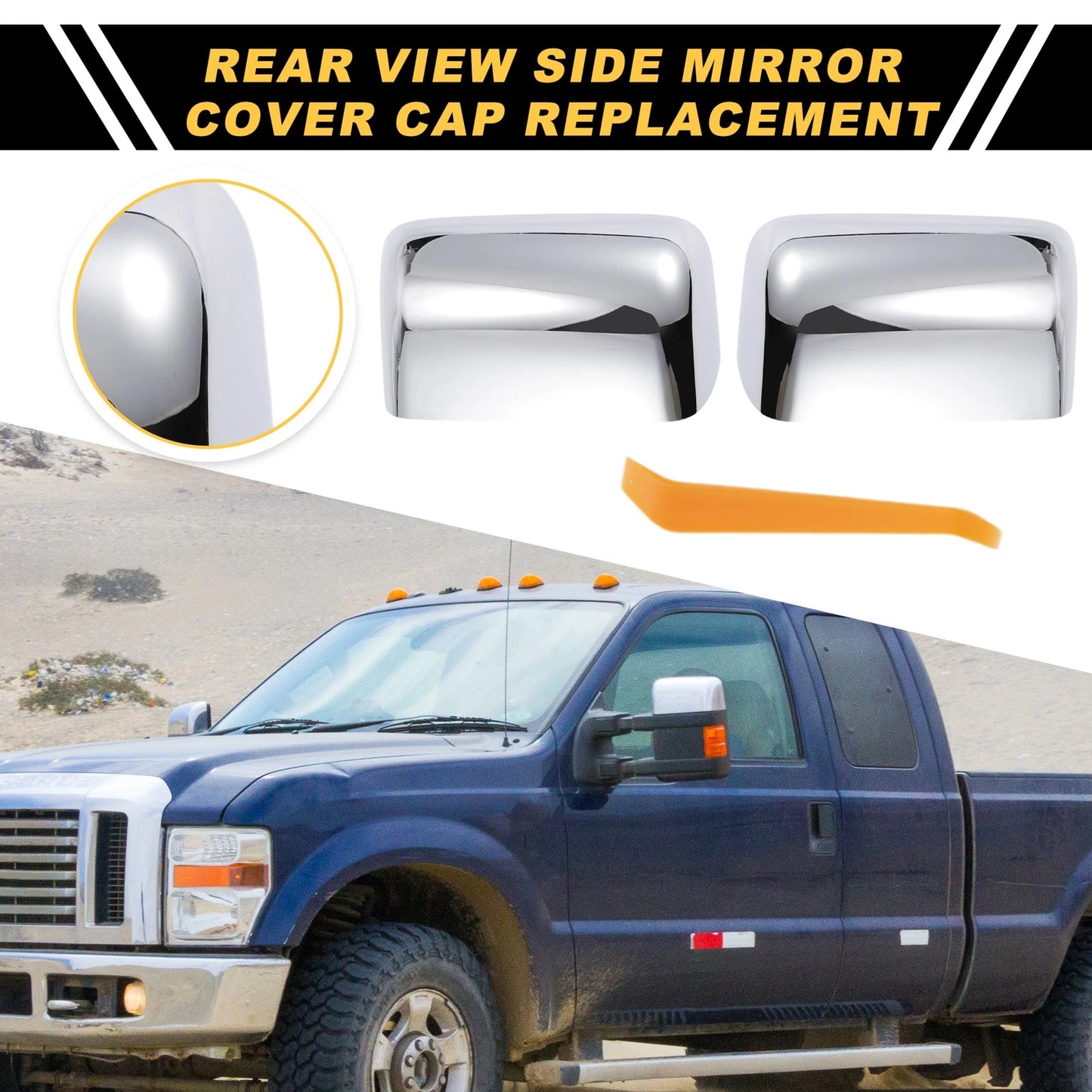 Set of 2 Rearview Mirror Cover Caps Chrome for Ford Excursion F150 F250 F350