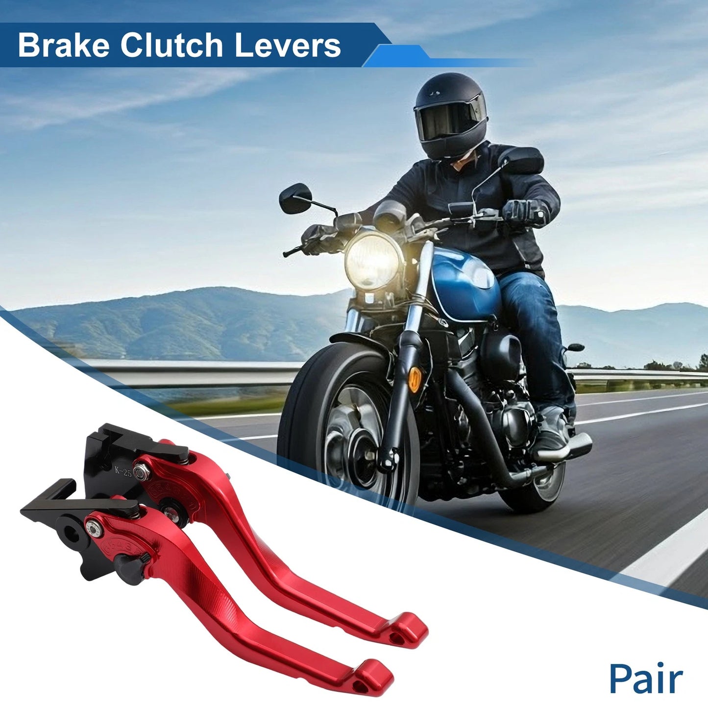 Short Brake Clutch Lever for Kawasaki Ninja 500 (2024–2025) 1 Pair Solid Red