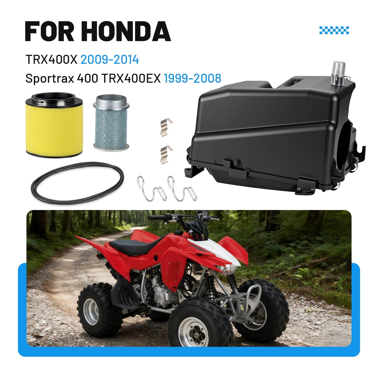 Air Filter Guide Box Cover Kit for Honda TRX400X Sportrax (2004–2009)