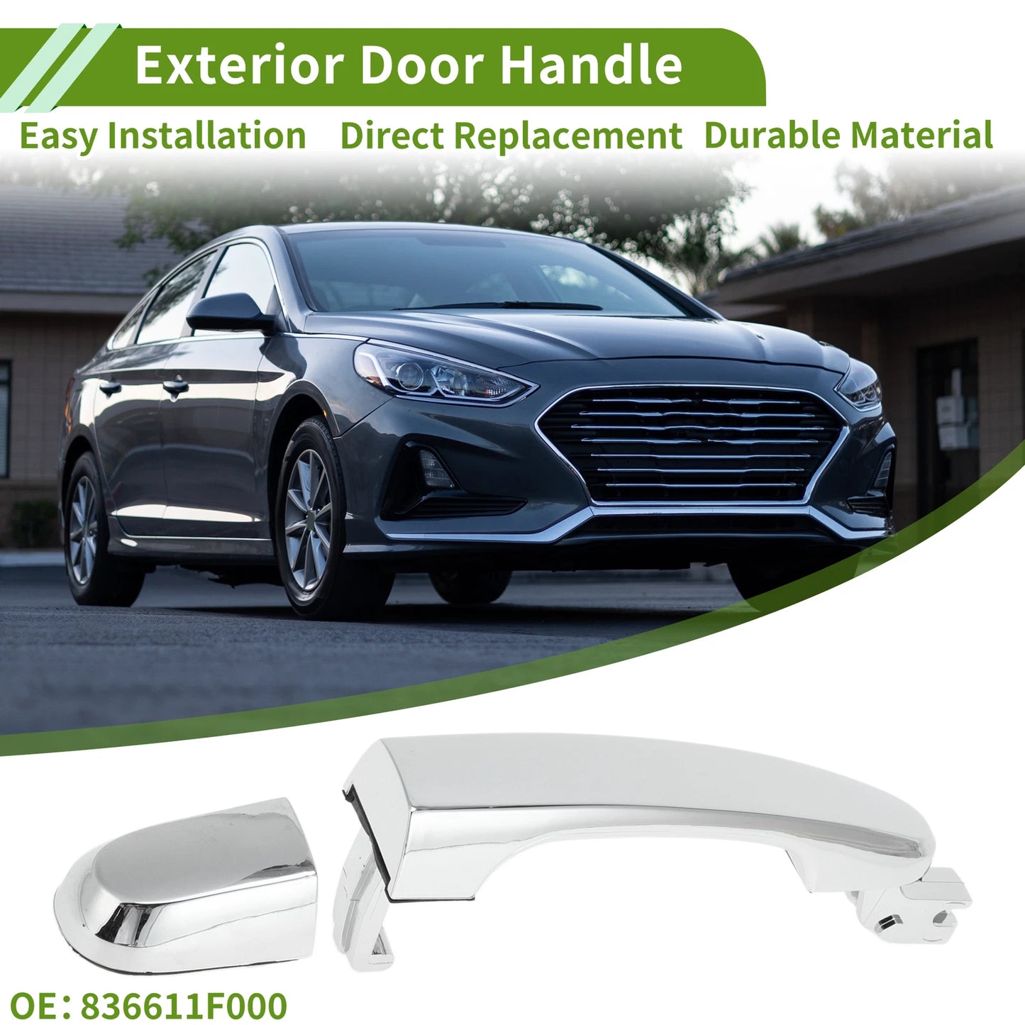 Exterior Door Handle for Hyundai Kia (No. 836611F000) Silver Tone Rear Right