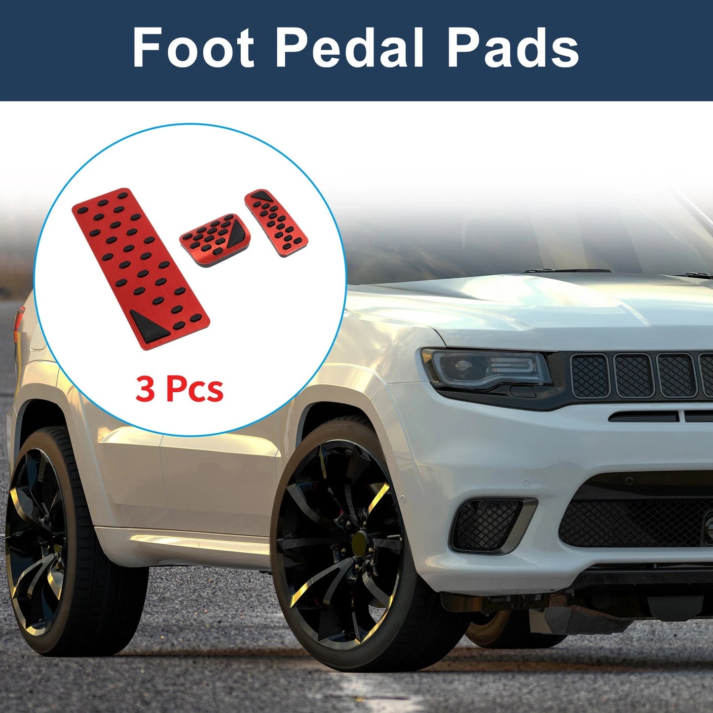 3 Pcs Automatic Foot Accelerator Pedal Covers for Jeep Grand Cherokee (2023) Red