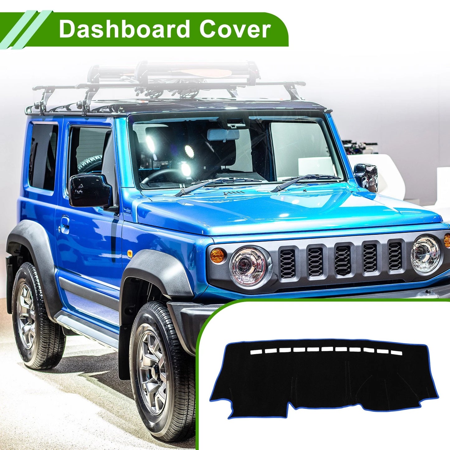 Dashboard Cover for Suzuki Jimny (JB23 JB33 JB43) Black Blue Polyester