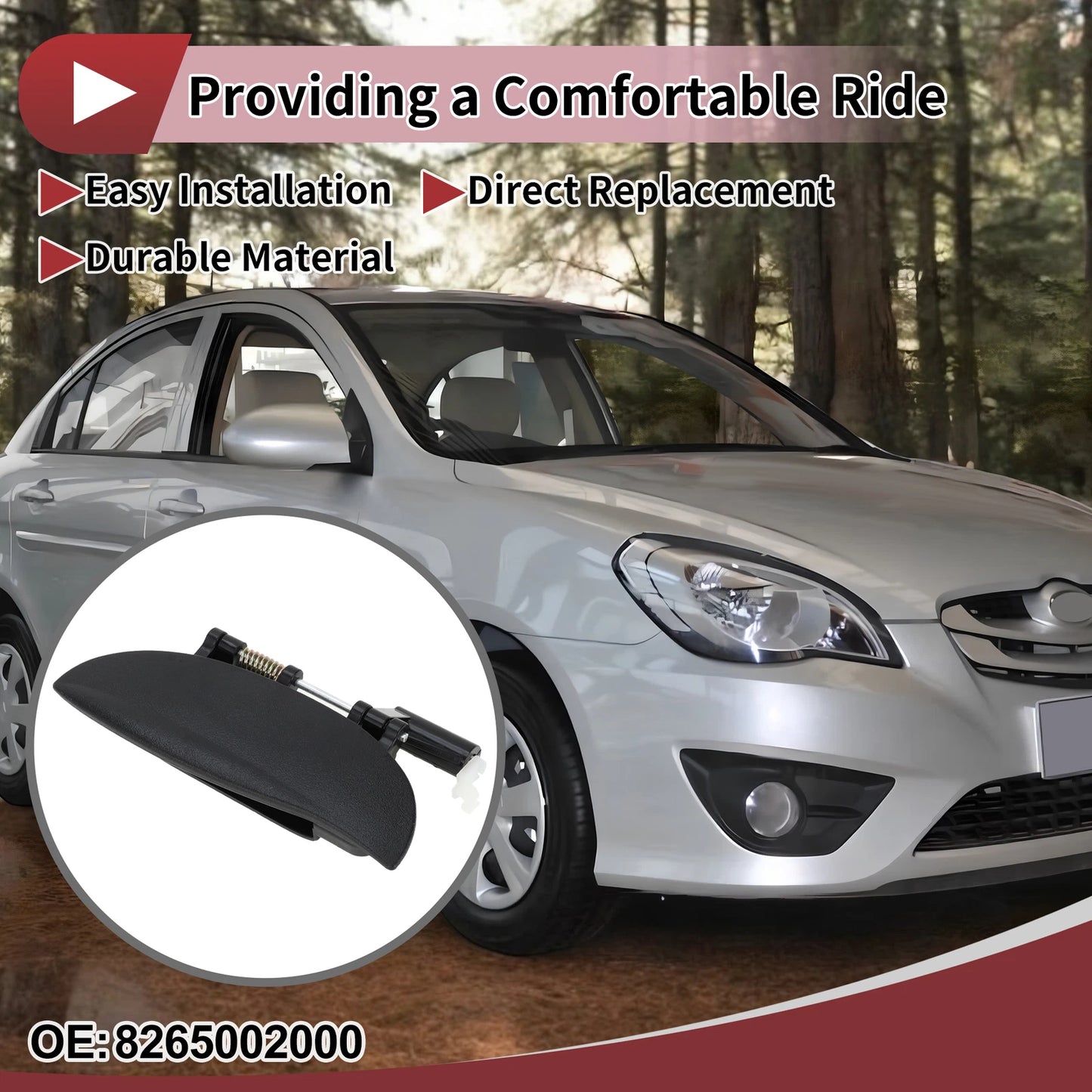 Car Exterior Door Handle for Hyundai Atos (1997–2002) No. 8265002000 Black ABS