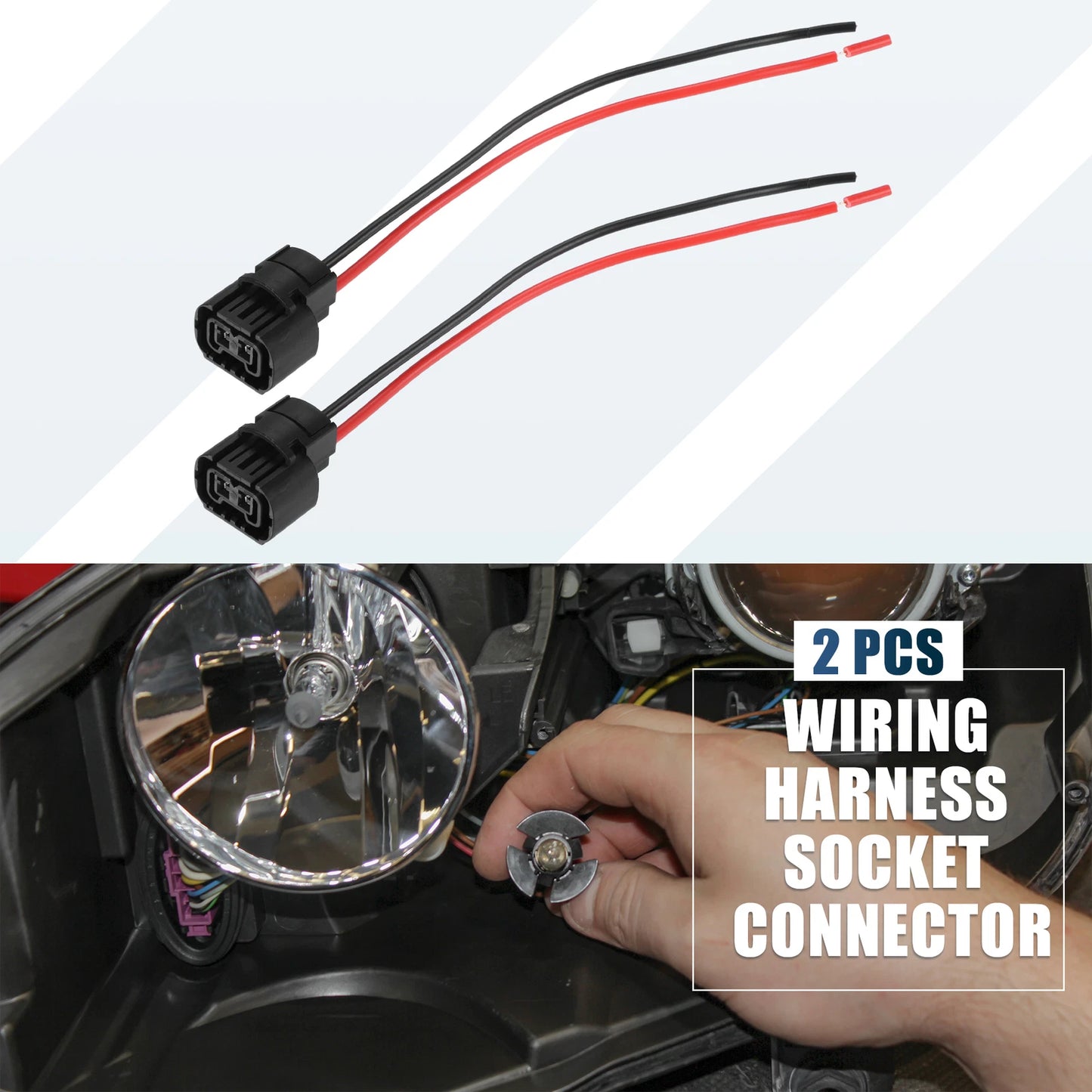 Set of 2 H16 Female Connector Pigtail Wiring for LED Fog Light DRL Lights