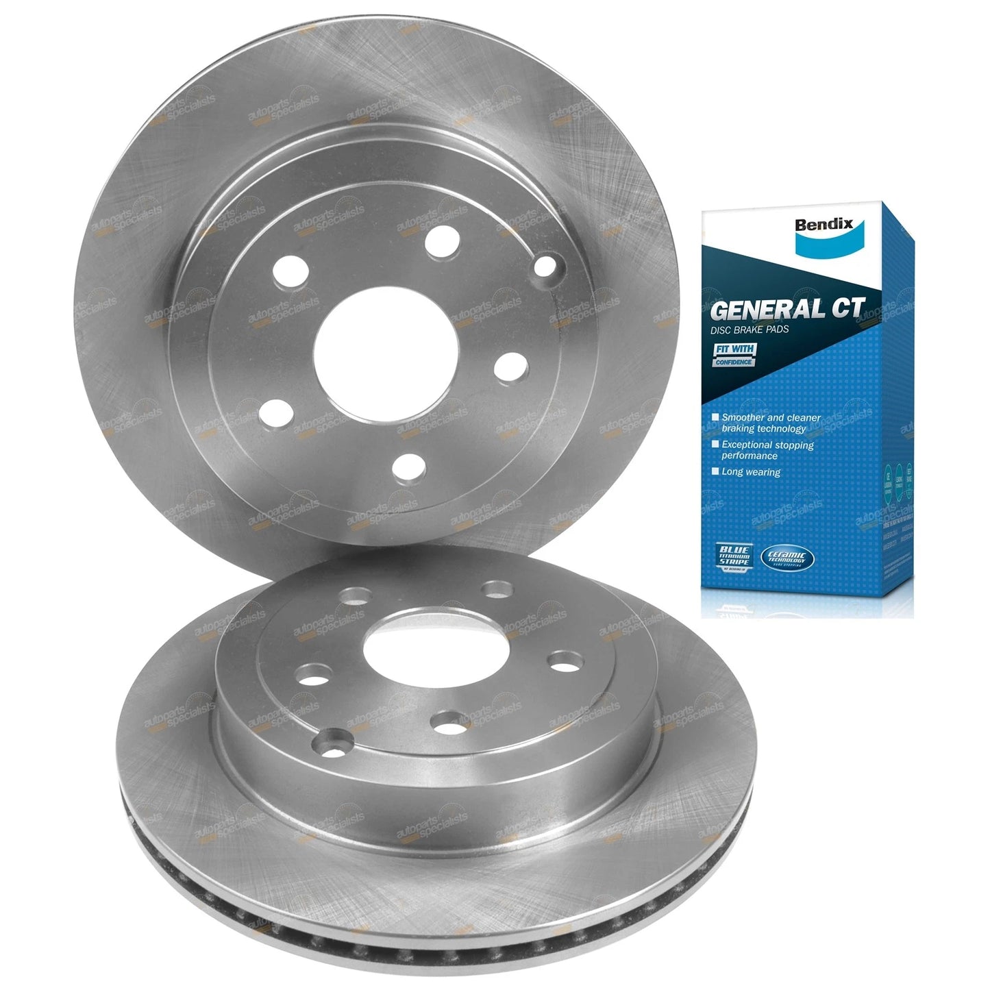 Rear Rotors & Bendix GCT Pads for Commodore Calais Caprice VE VF WM (2006–2017)
