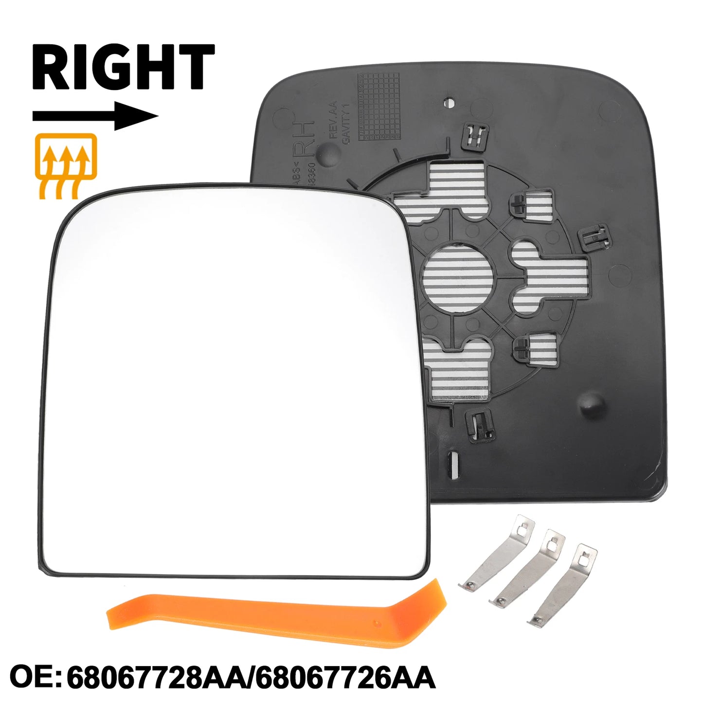 Heated Right Passenger Side Tow Mirror Glass for Dodge