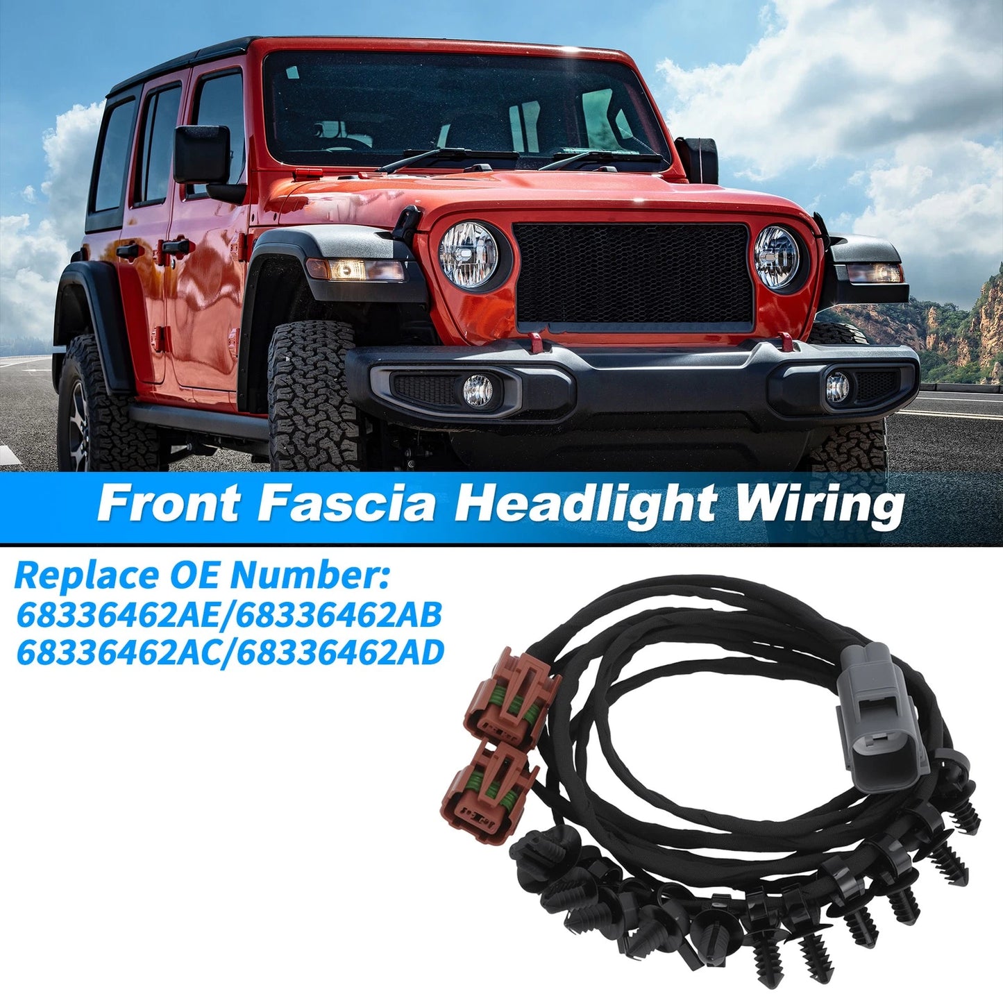 Front Fascia Wiring for Jeep Wrangler (2018–2023), Gladiator (2021–2022)