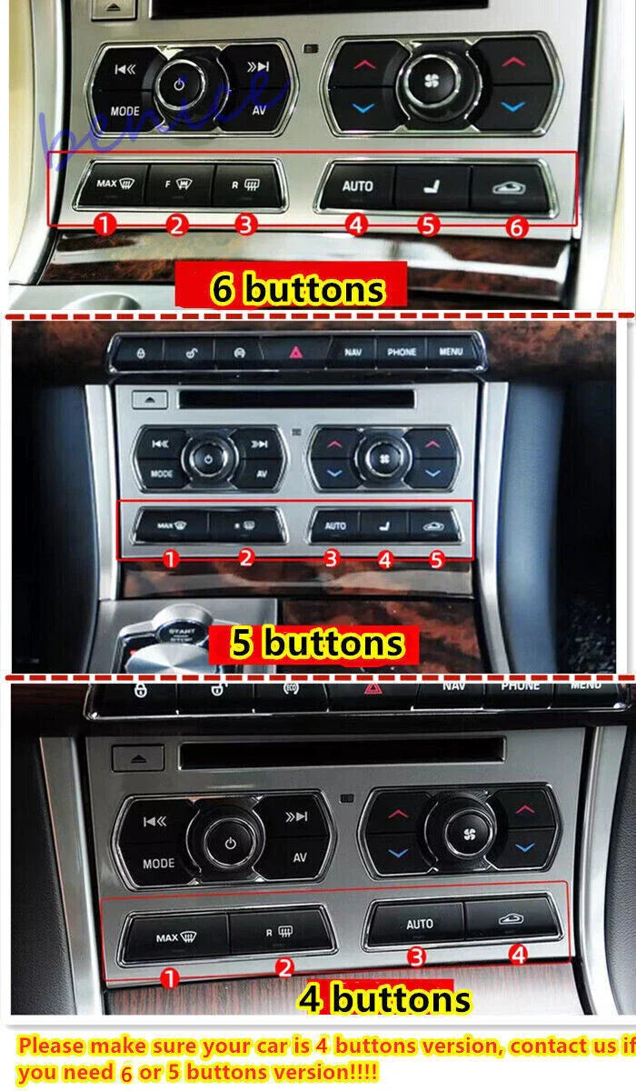 14X Silver Air Conditioning Button Sticker Trim for Jaguar XF (2012–2015)