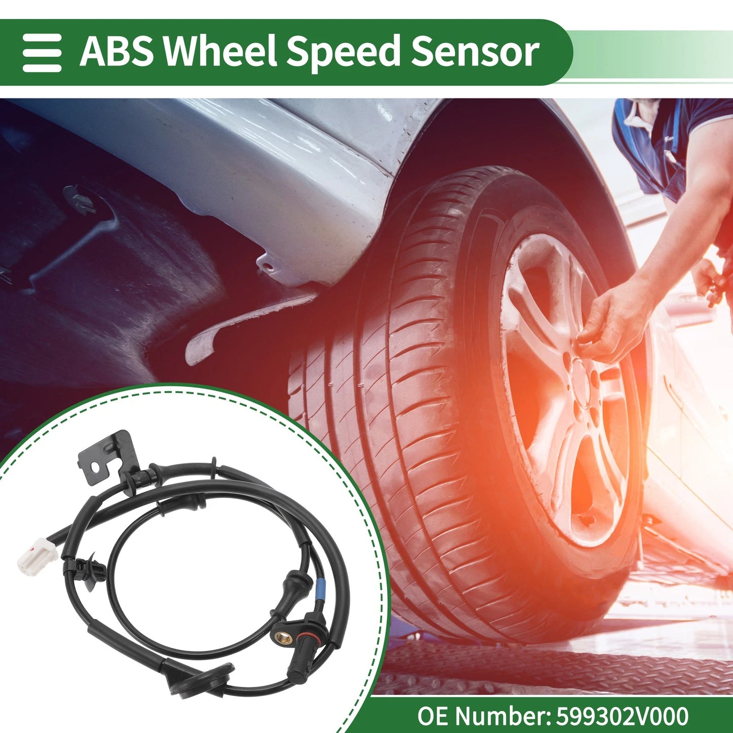 ABS Wheel Speed Sensor No. 599302V000 for Hyundai Veloster (2012–2014) Right Rear