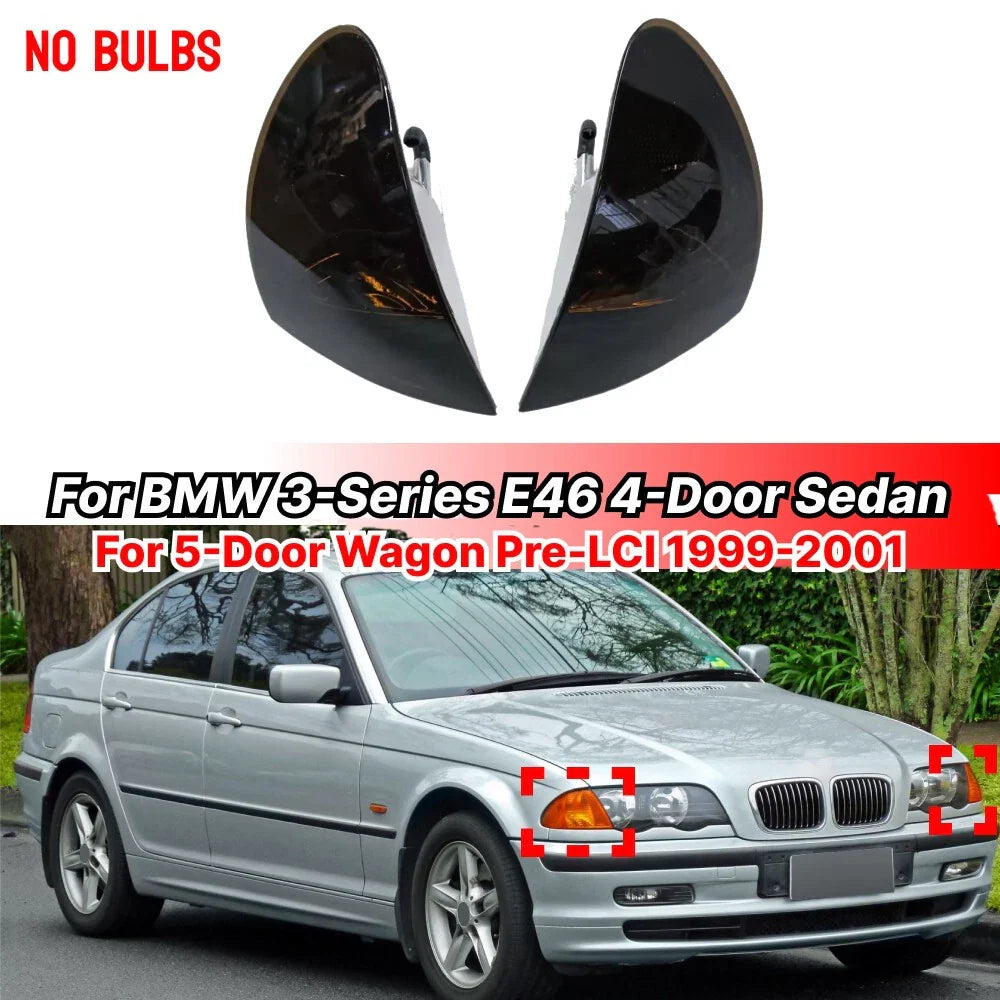 Pair Smoke Corner Parking Light for BMW 3-Series E46 (1999–2001)