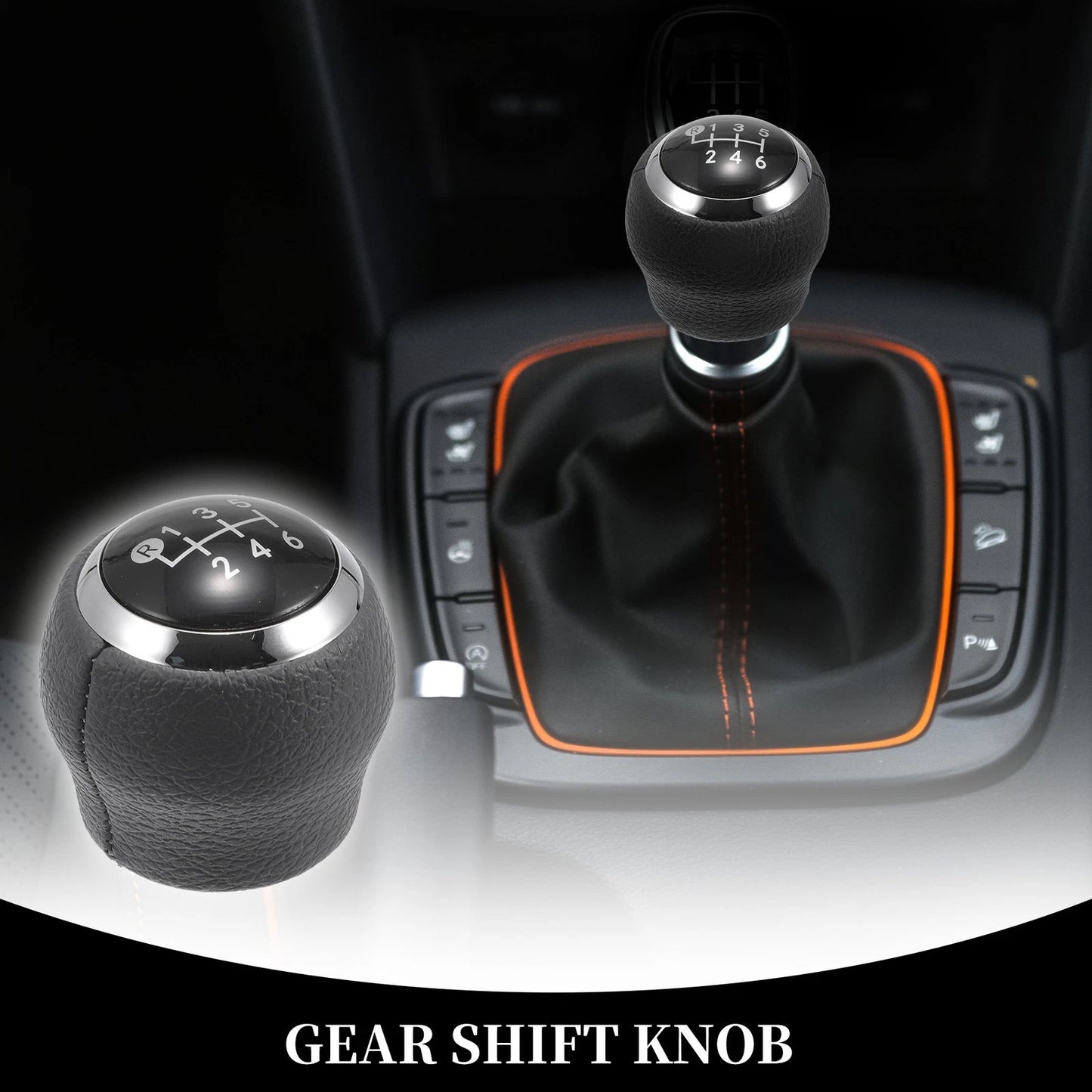 6 Speed Manual Gear Shift Knob for Toyota Corolla Yaris RAV4 (2000–2023) Faux Leather Black
