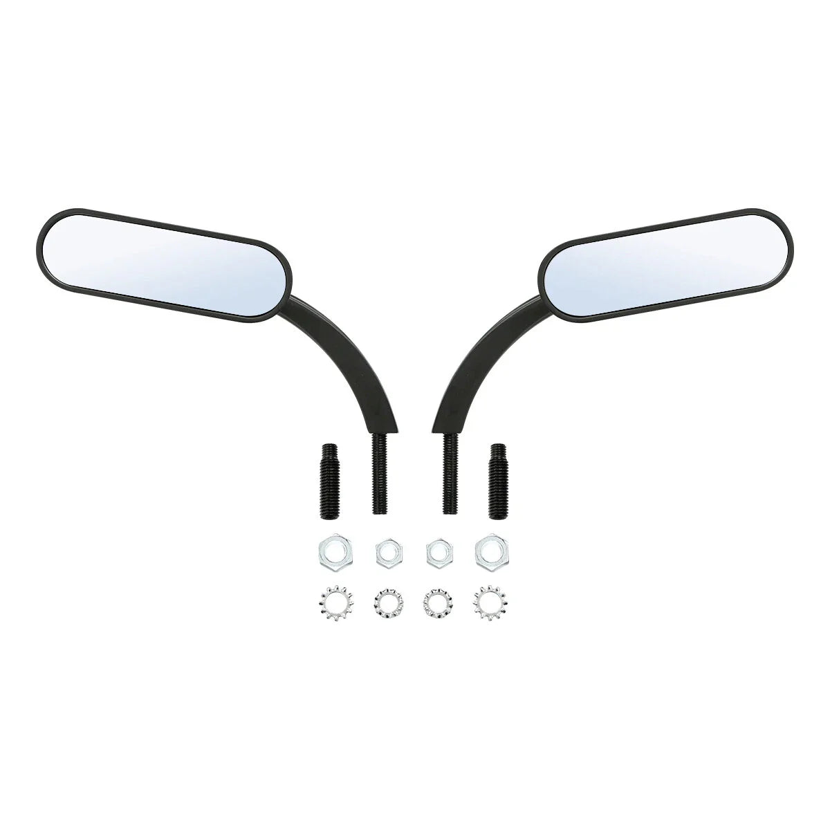 Black Mini Oval Rear View Mirrors for Harley Touring Dyna Sportster 883 1200