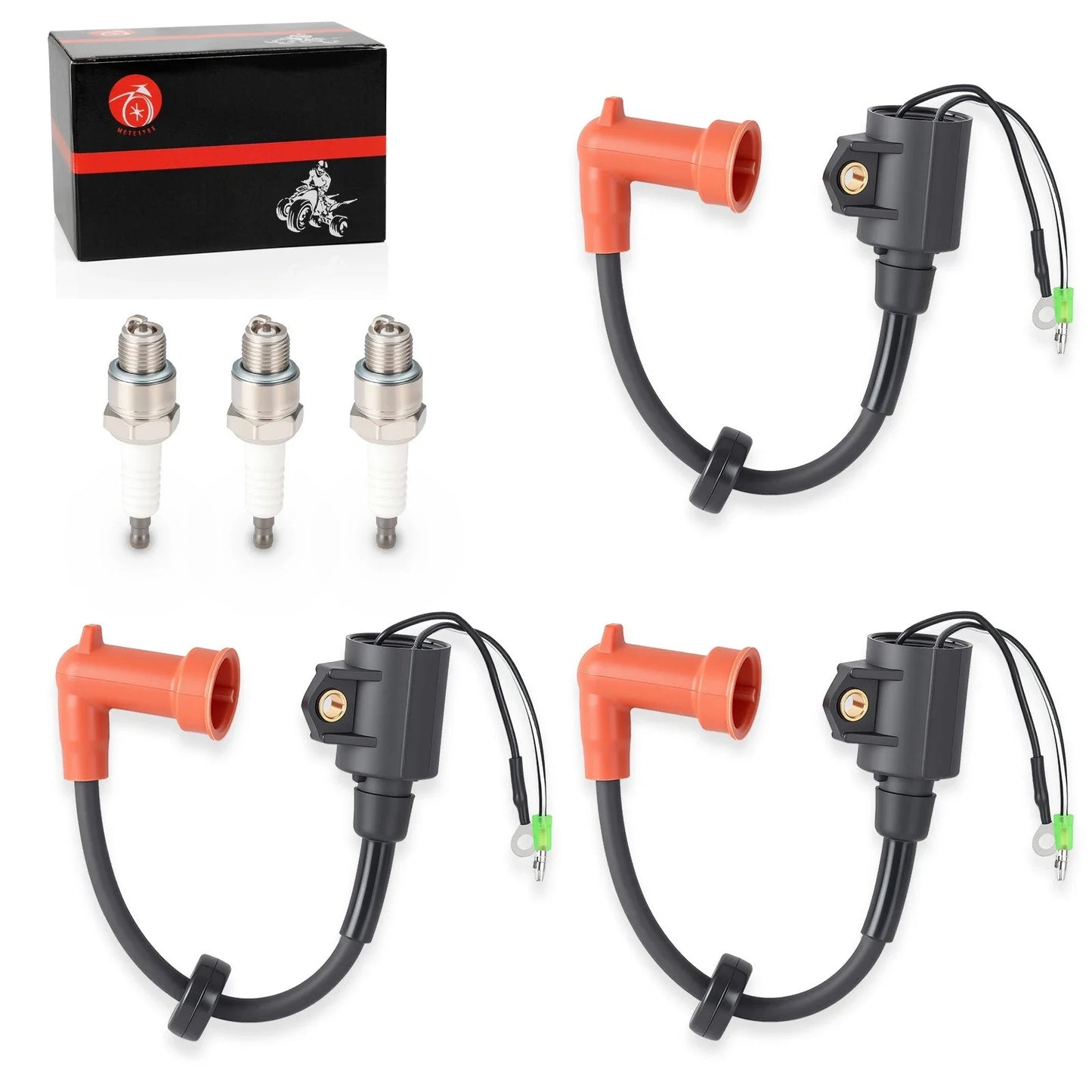 3 Ignition Coils w/ Spark Plug for Yamaha 9.9–50 HP
