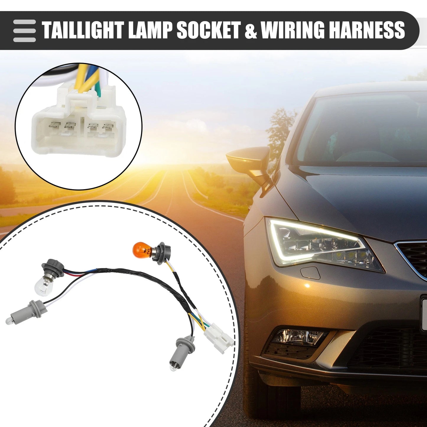 Set of 1 Rear Tail Light Lamp Socket Wiring Harness for Hyundai Sonata (2011–2014) 92450-3Q000