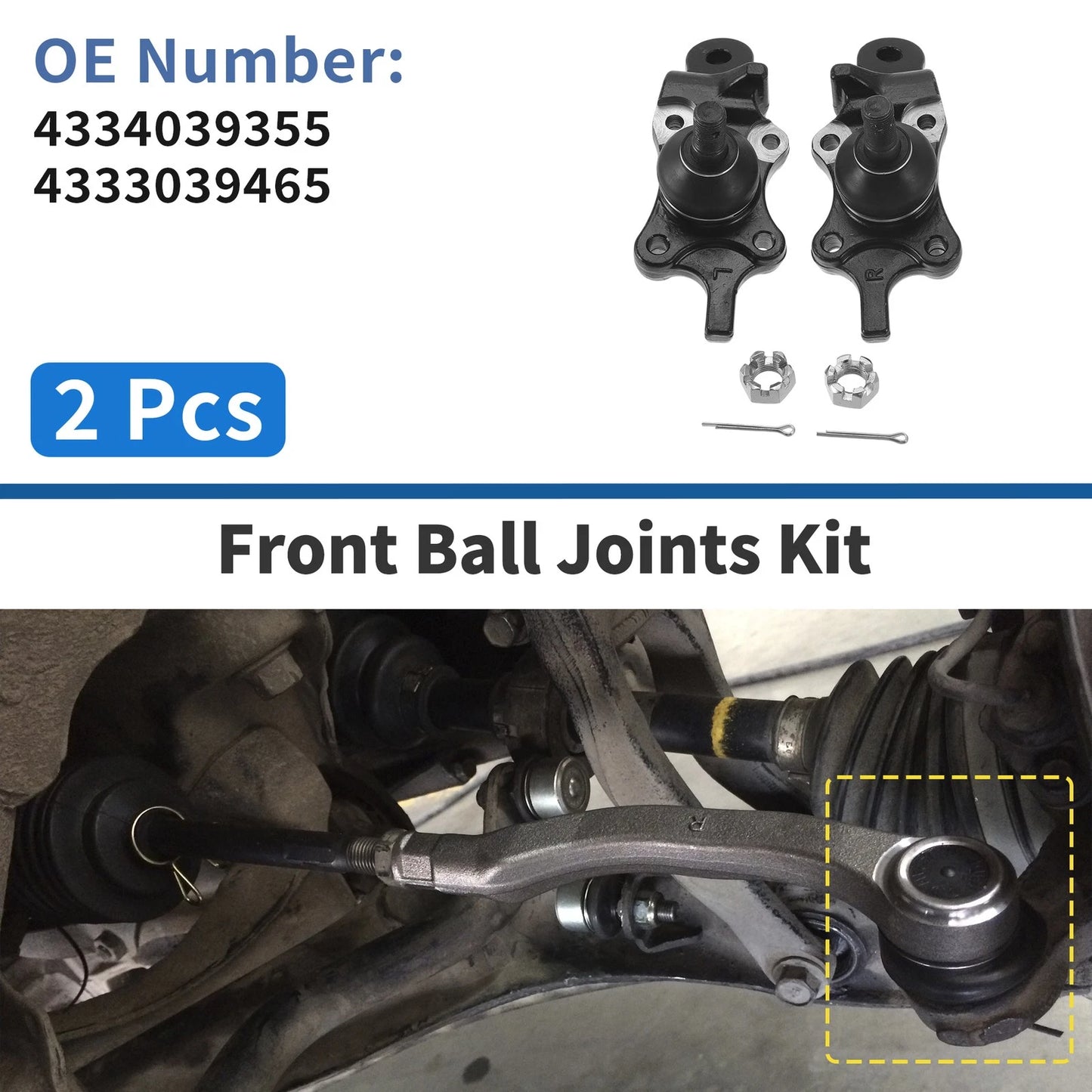 2X Front Lower Ball Joints for Toyota 4Runner (1996–2002) No. 43340-39355/43330-39465