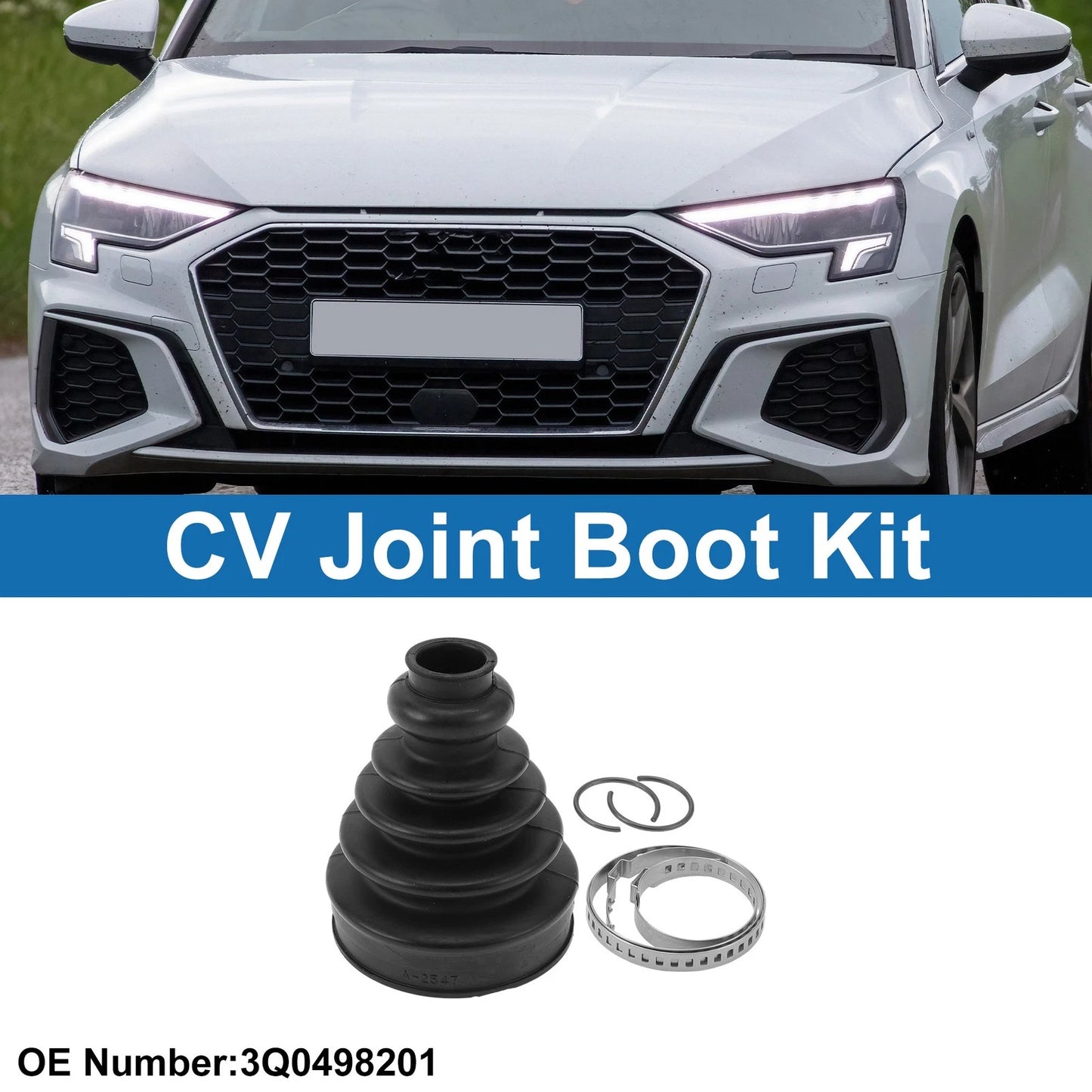 Inner CV Joint Boot Kit with Clamps for Audi A3 (2010–2013, 2015–2016)