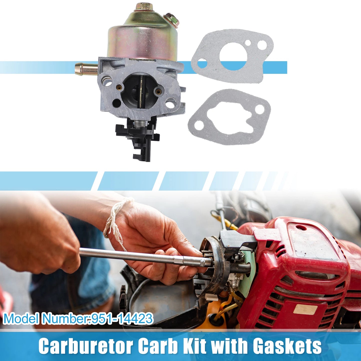 Set of 1 Carburetor Carb Kit with Gaskets for Troy Bilt MTD (951-14423)