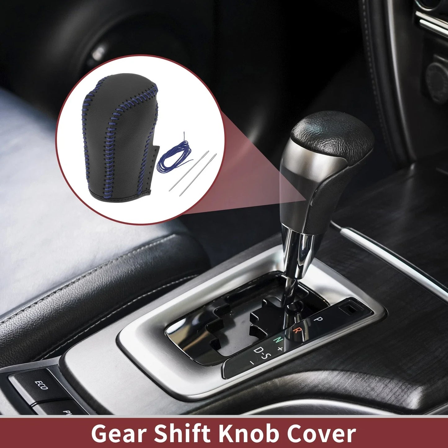 Car Gear Shift Knob Cover for Honda Inspire (2023) - Blue Faux Leather