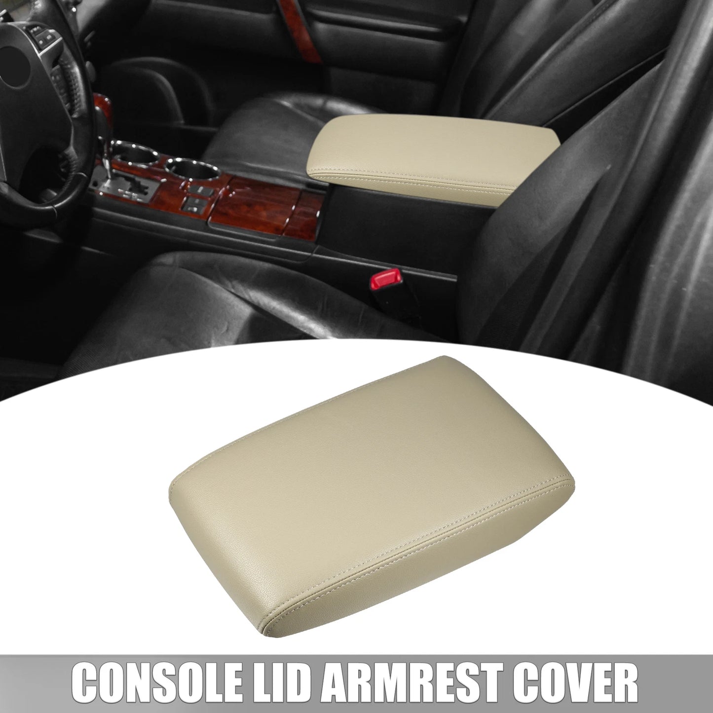 Center Console Lid Armrest Cover for Toyota Highlander (2014–2019) Faux Leather Beige