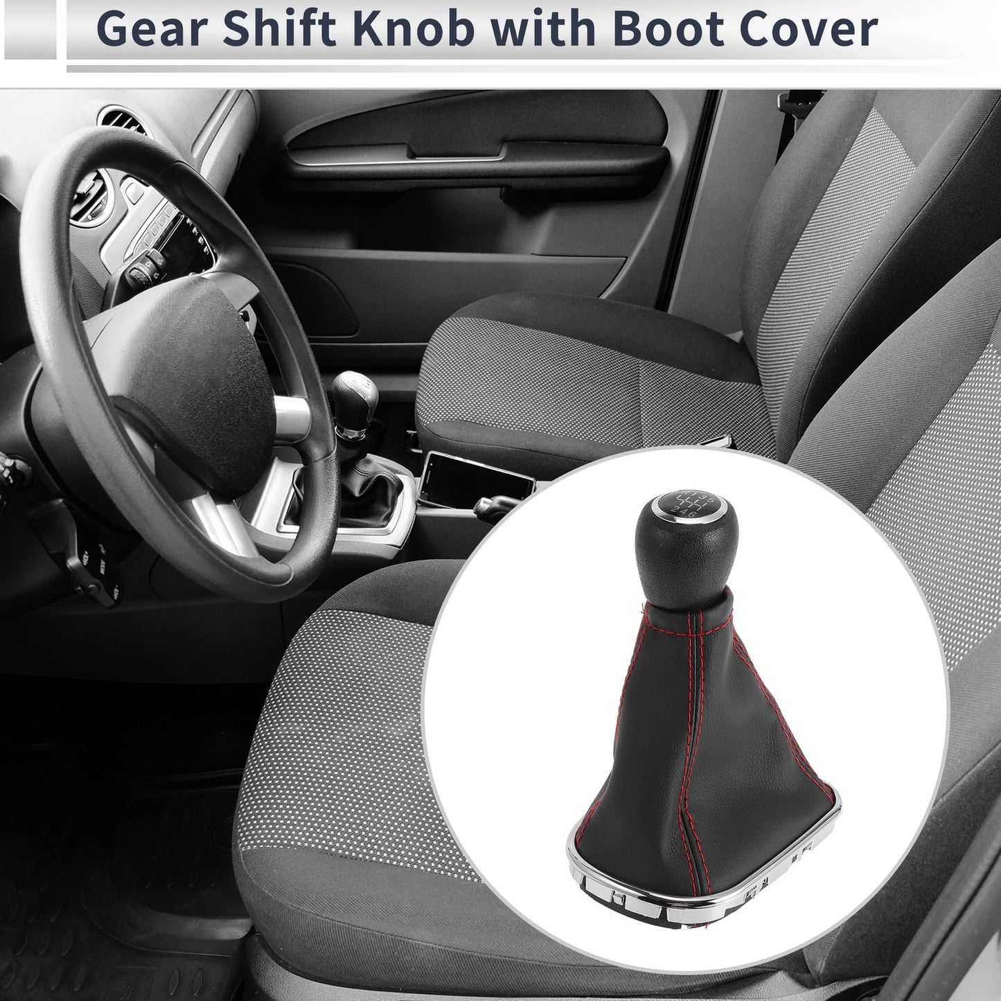 6 Speed Gear Shifter Knob with Cover for Chevrolet Cruze (2010–2015) Faux Leather