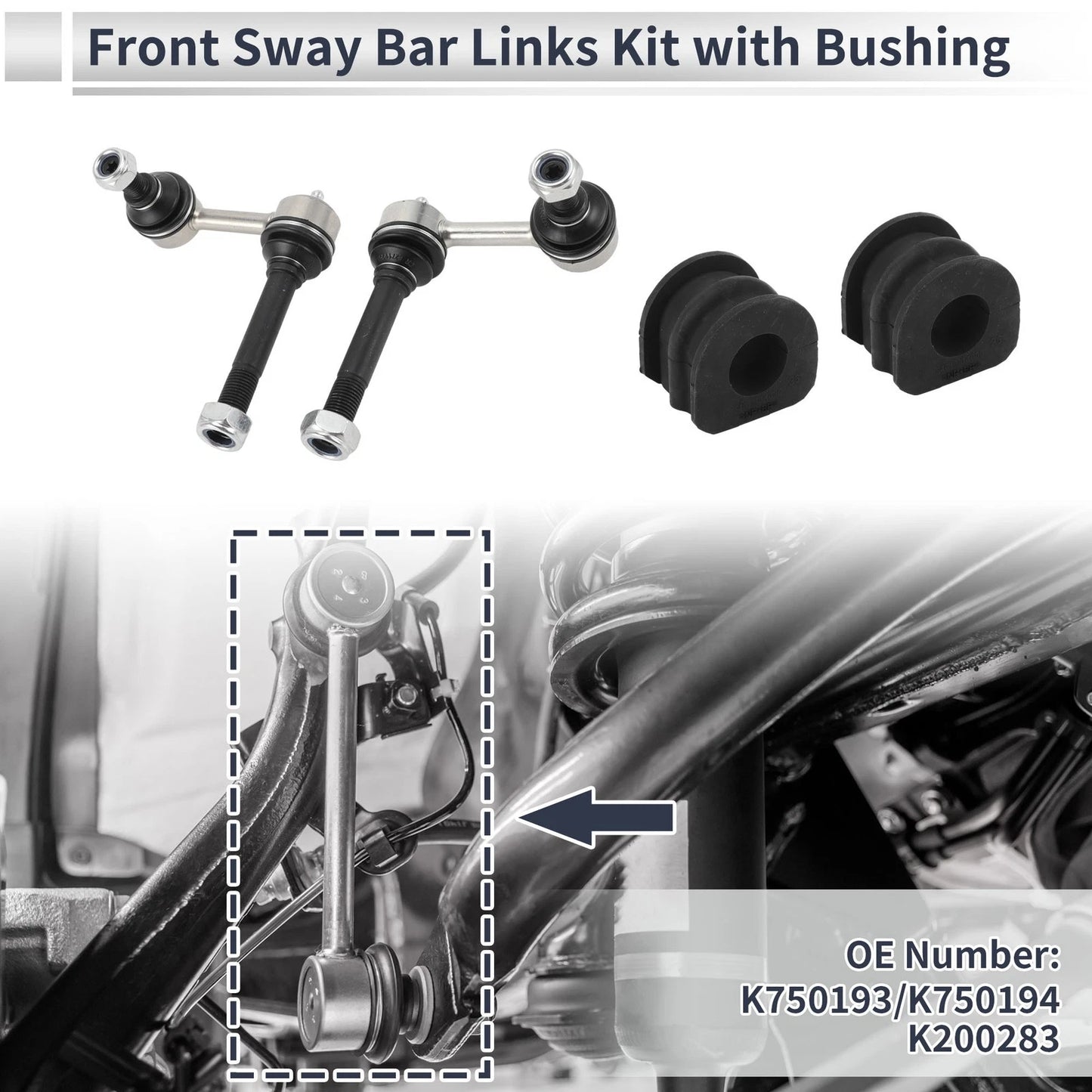 Front Stabilizer Bar Links with 2 Pcs Bushing for Infiniti Q50 (2014–2019) No.K750193