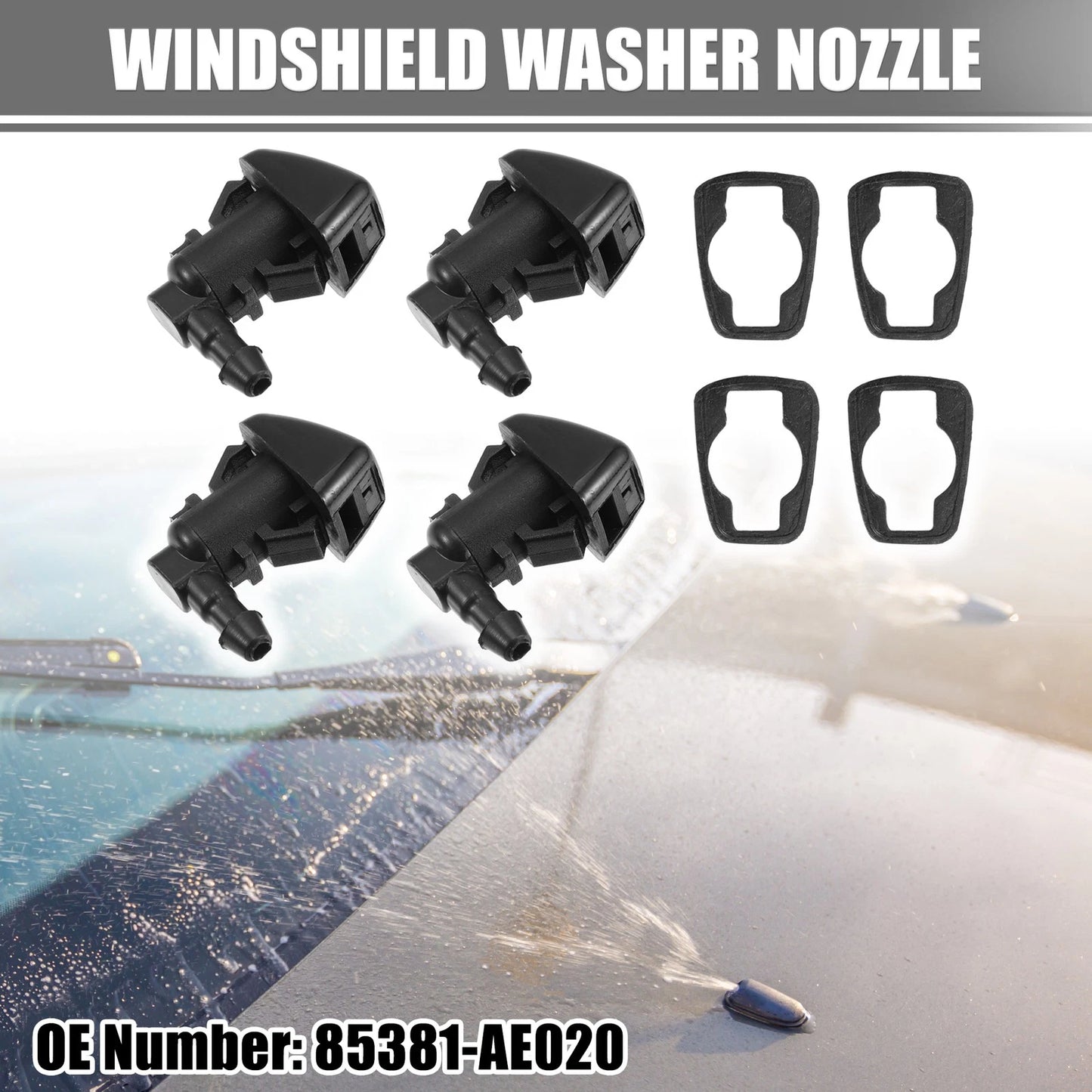 Set of 4 Windshield Washer Nozzle Spray Jets for Toyota Sienna (2006–2010)