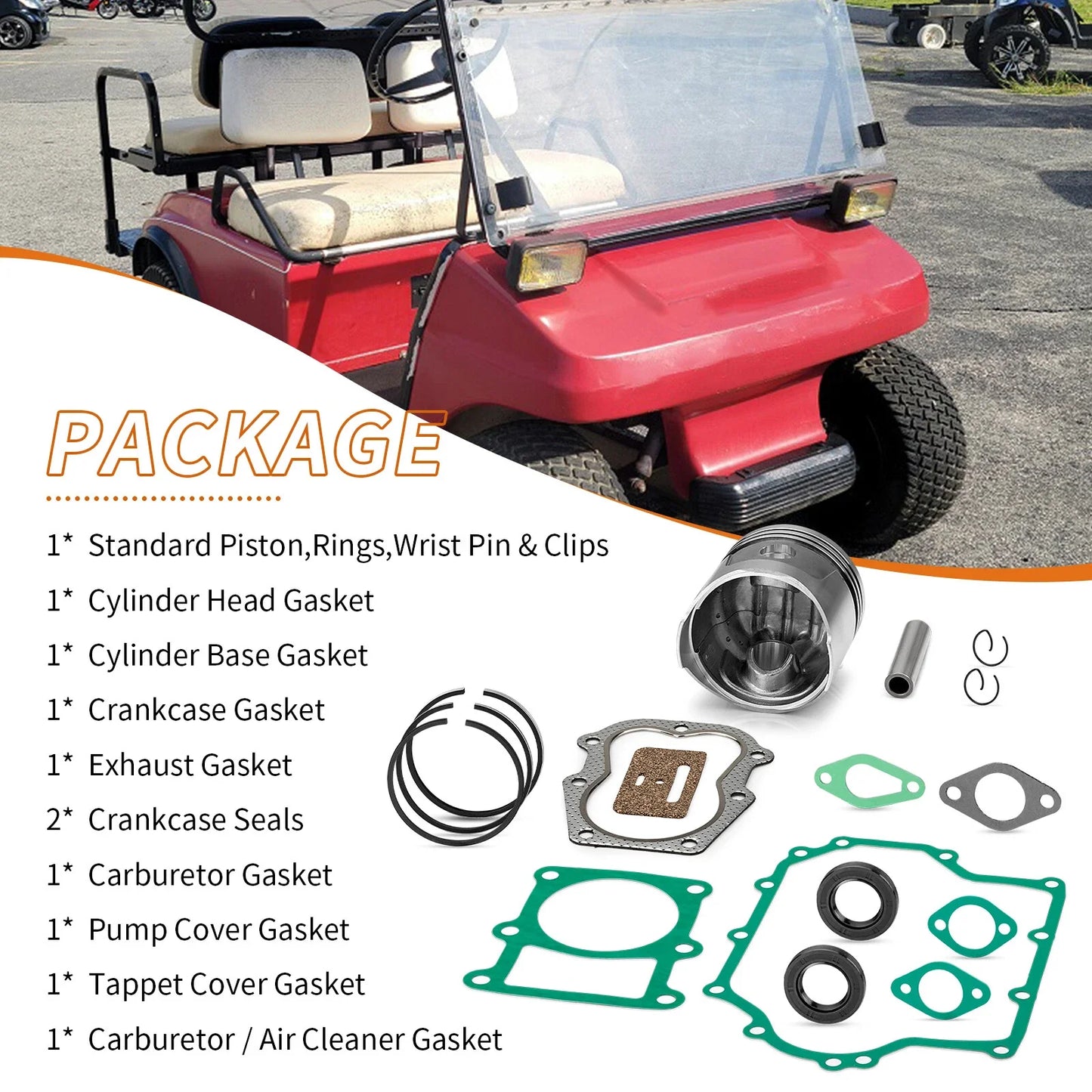 Piston Gasket Kit for Club Car Gas Golf Cart (1986–1991)