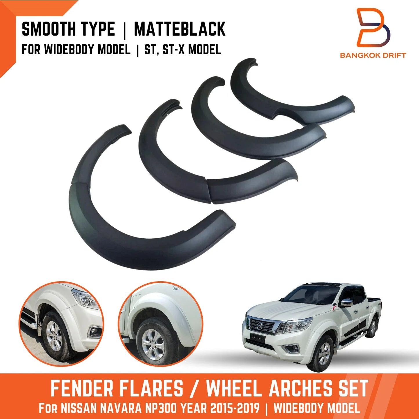 Matte Black Fender Flare Arch for Nissan NP300 Navara D23 Widebody (15-19)