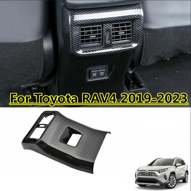 Carbon Fiber Rear Seat Air Vent Cover Trim Decor for Toyota RAV4 (2019–2023)