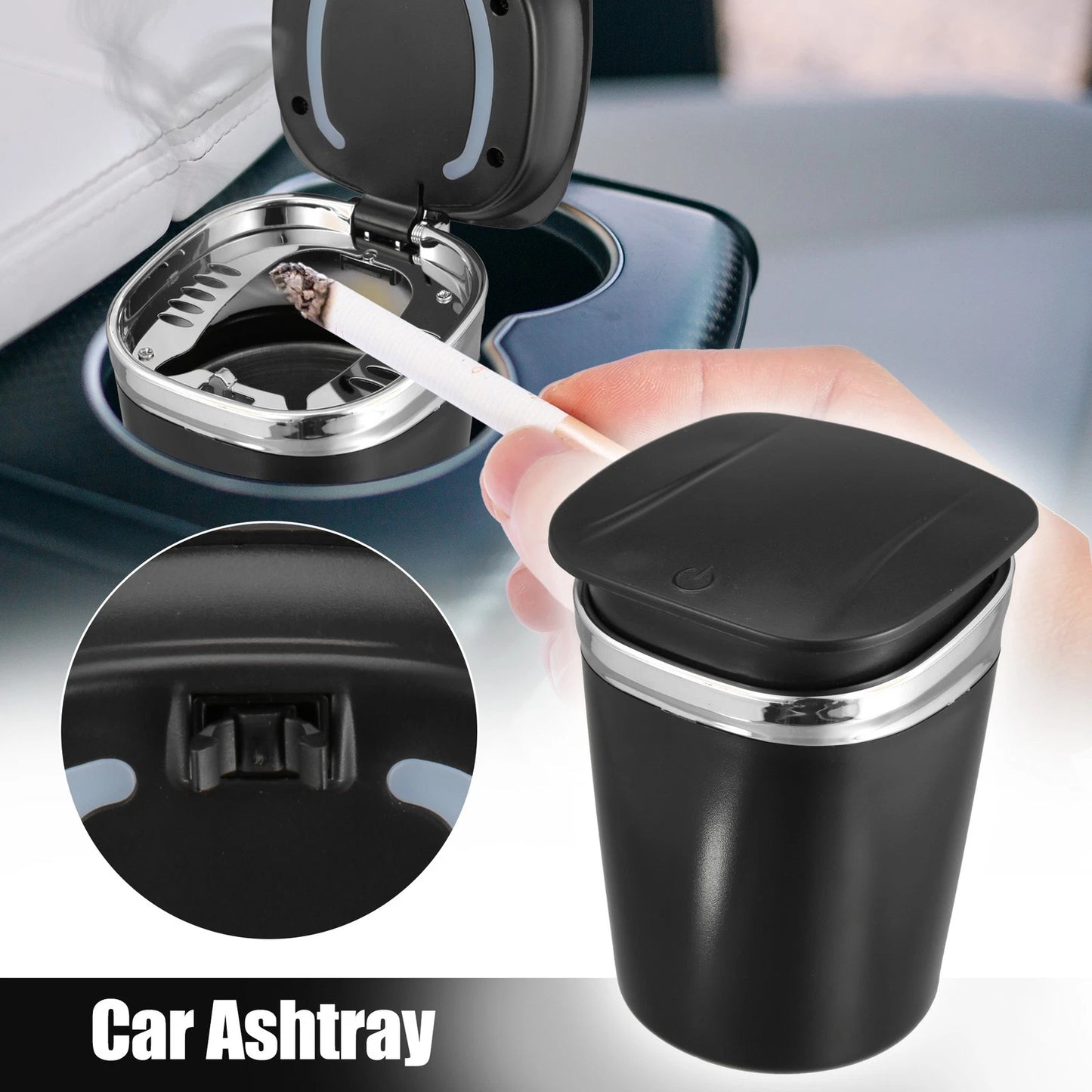 Car Ashtray Trash Can with LED Light for Universal Fit (2010–2023)