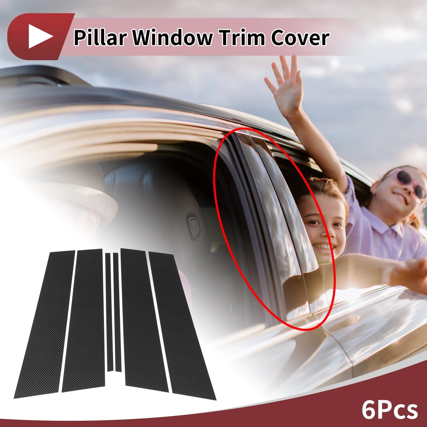 Set of 6 Door Pillar Window Trim for Volkswagen T-ROC (2018–2022)