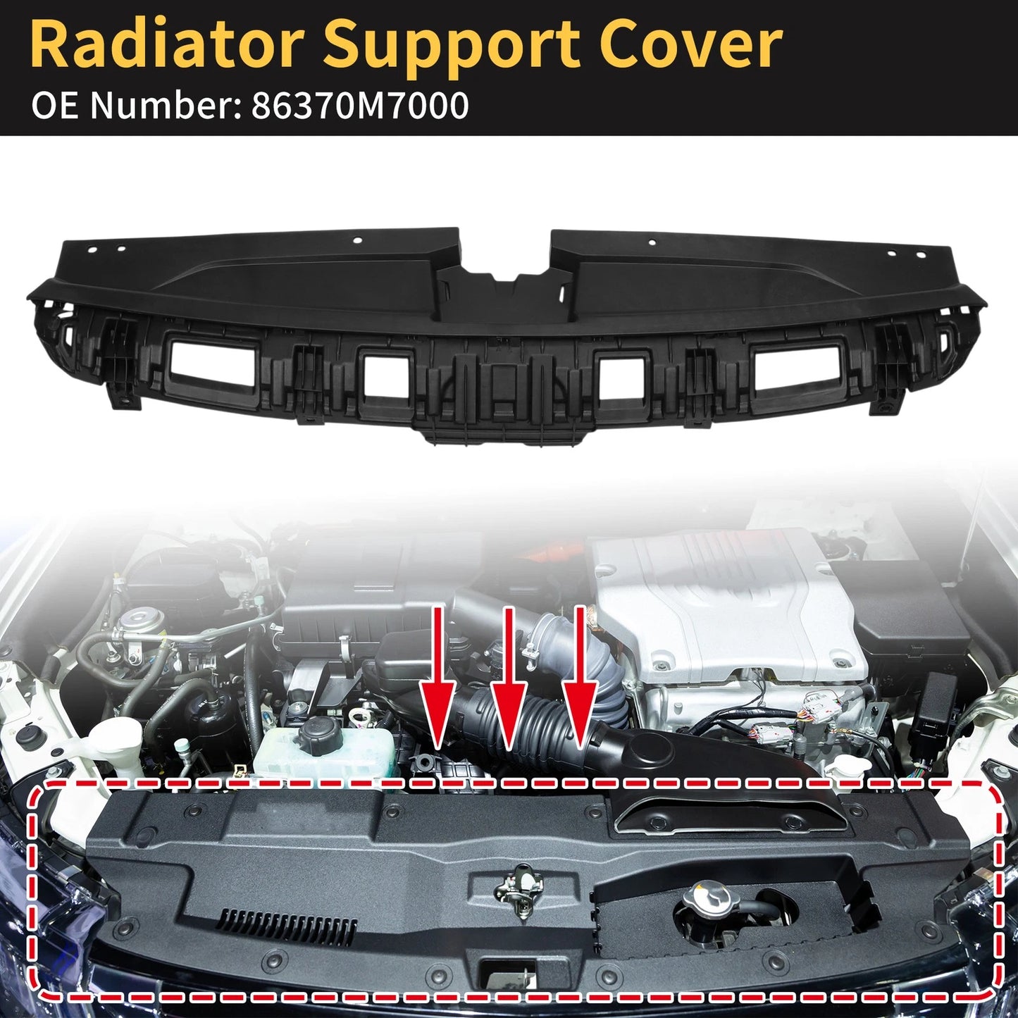 Radiator Support Cover for Kia Forte (2019–2022) No. 86370M7000 ABS Black