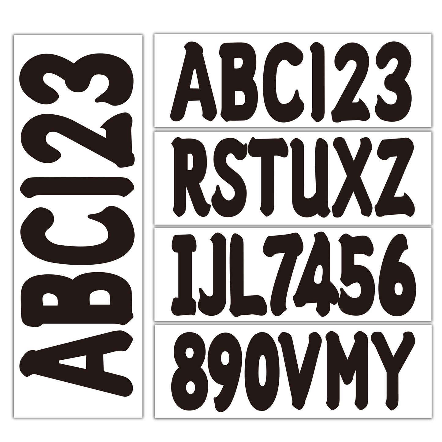 Set of 4 Custom Black Decal Stickers for Boat Registration A-Z 0-9