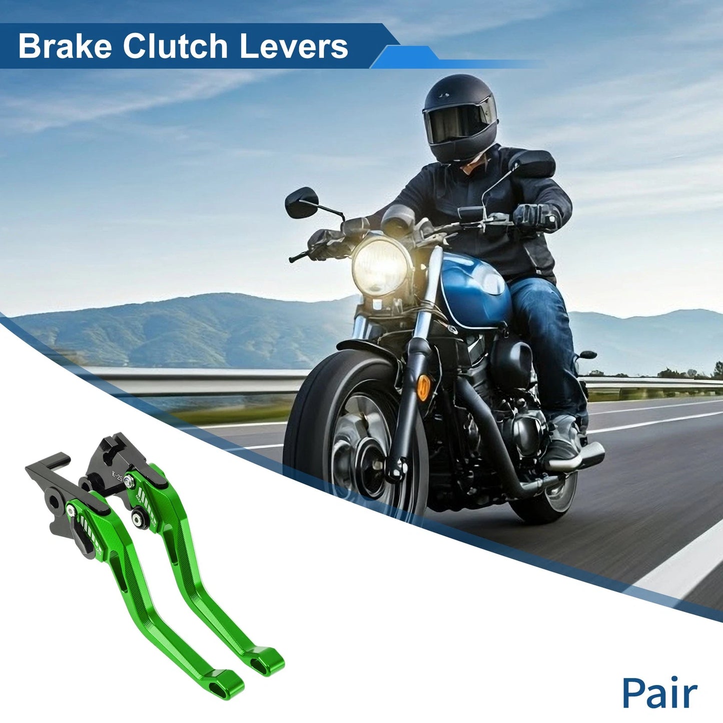 6-Speed Adjustable Brake Clutch Levers for Kawasaki Z400 (2019–2023) Green