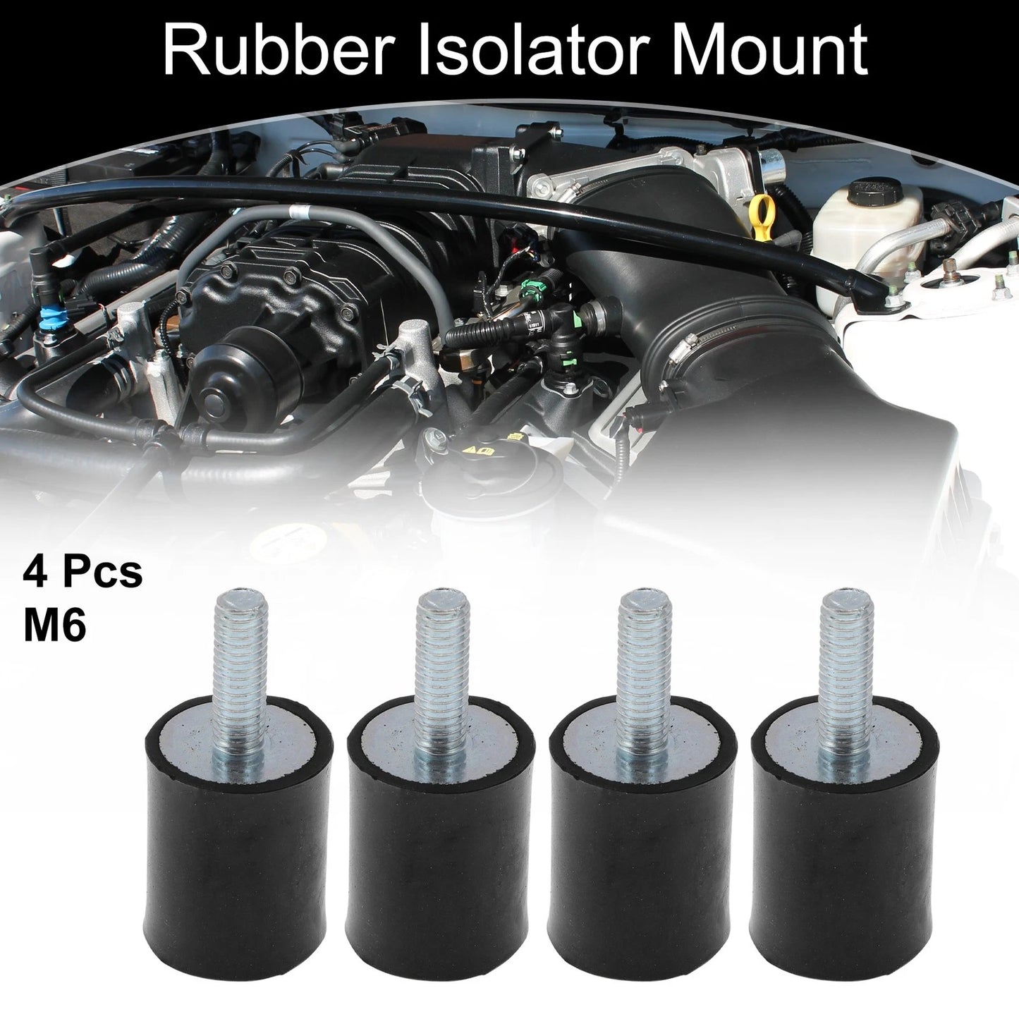 Set of 4 M6 Rubber Metal Vibration Isolator Mounts for Shock Absorber