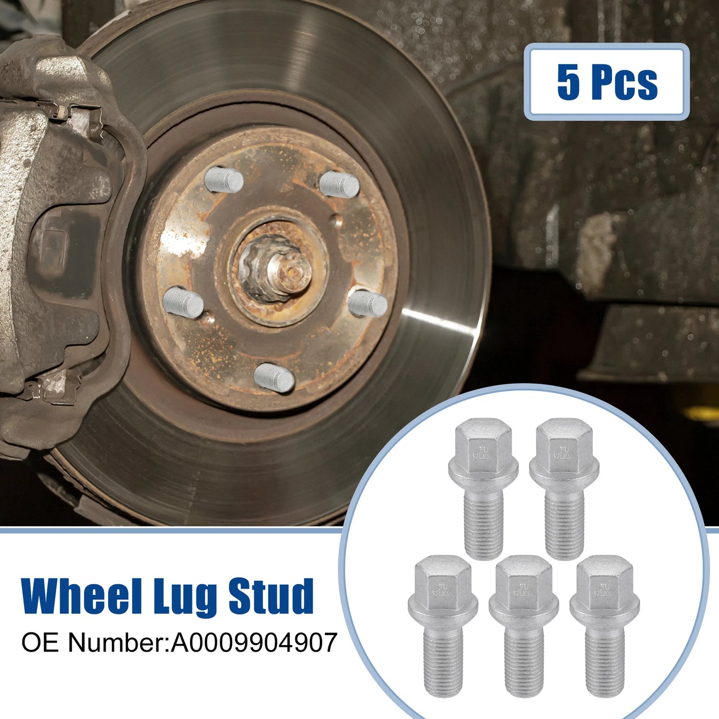 Set of 5 M14×1.5 Wheel Lug Bolt Nut for Mercedes-Benz C250 (2008–2015) No.A0009904907