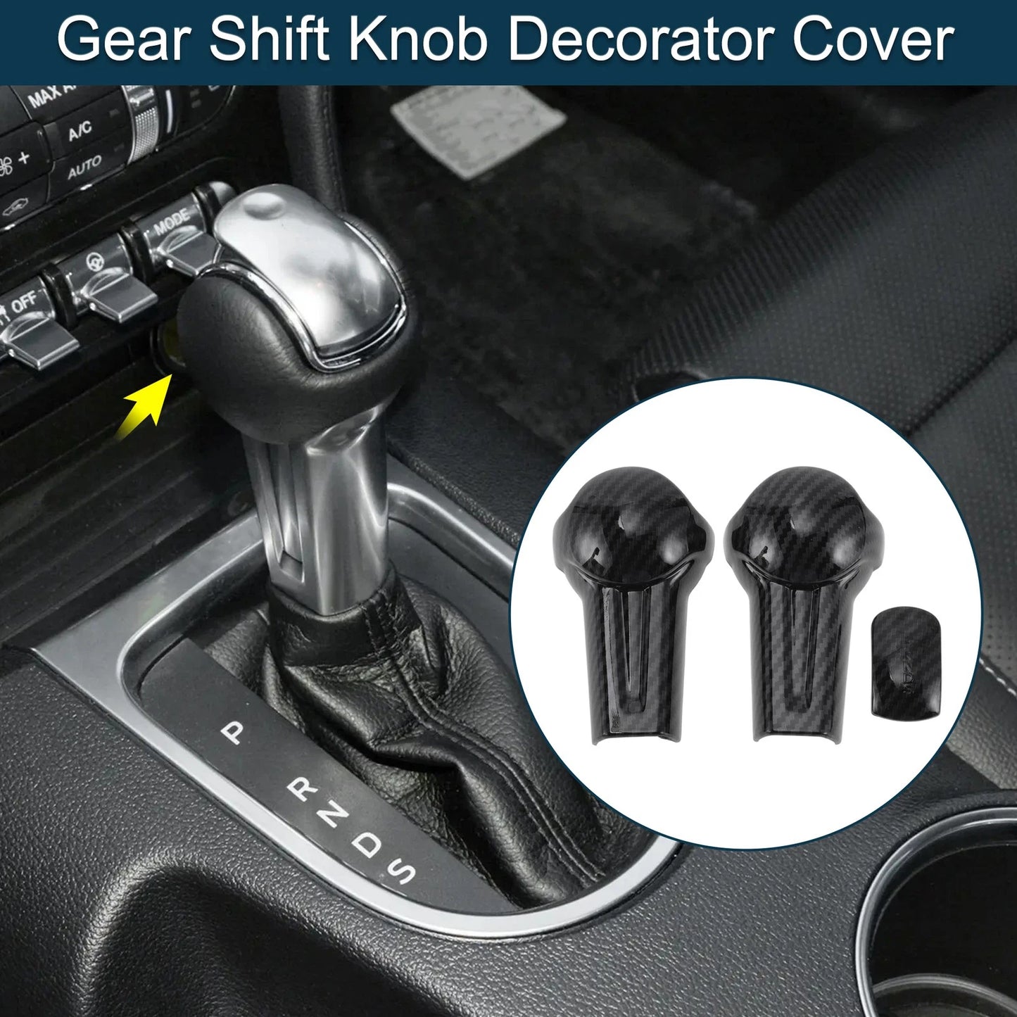 Gear Shift Knob Cover for Ford Mustang (2015–2023) Black