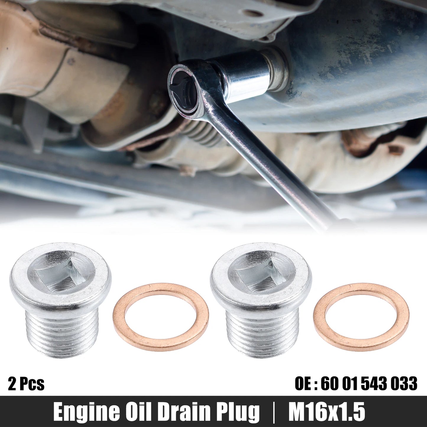 2X M16x1.5 Engine Oil Drain Plug Screw with Gasket for Nissan