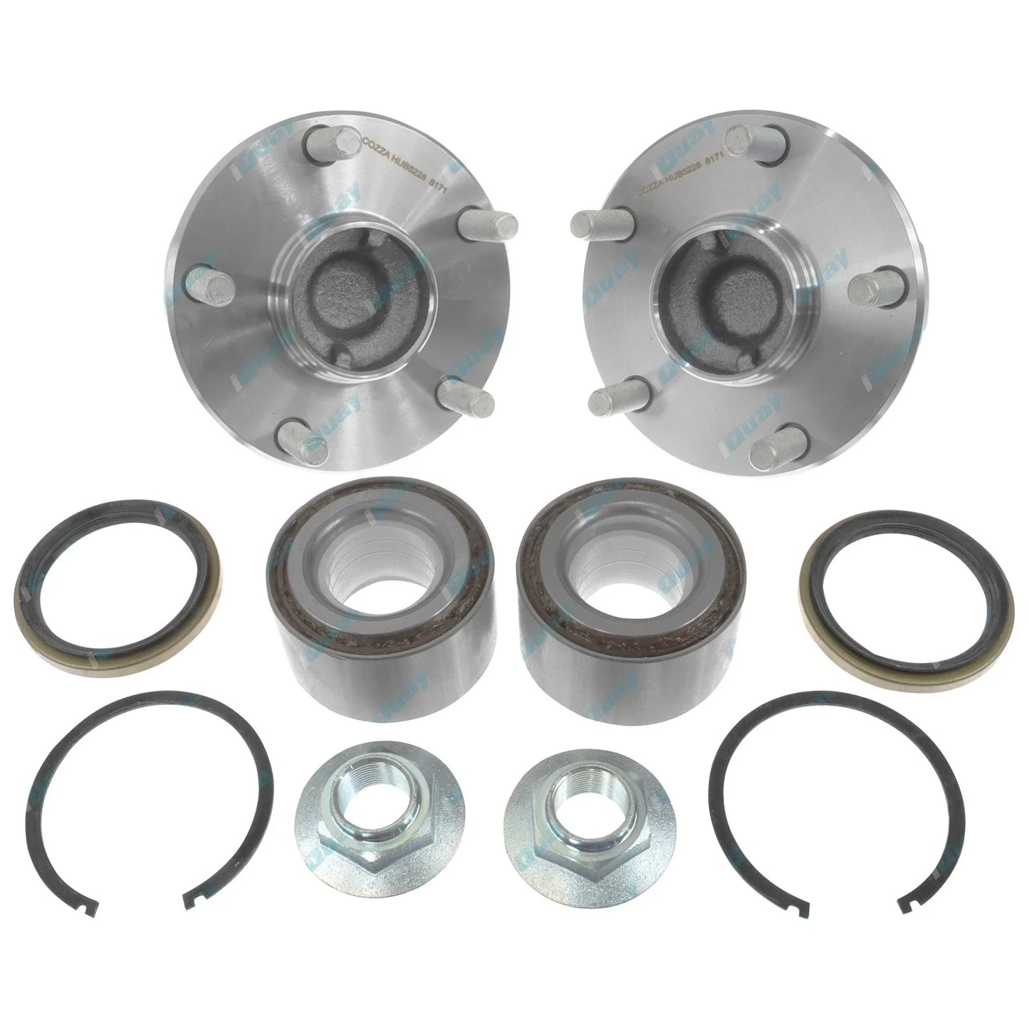 Set of 2 Front Axle Wheel Hubs + Bearings for Toyota Hilux GGN15 KUN16 TGN16