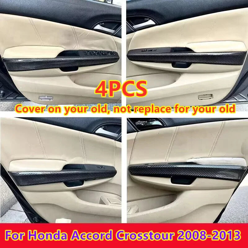 4x Door Panel Strip Carbon Fiber Trim for Honda Accord Crosstour (2008–2013)