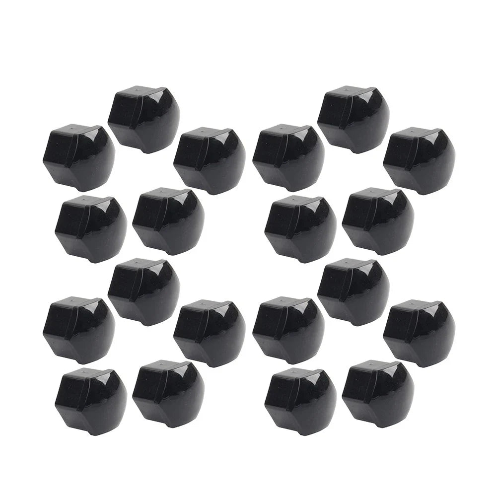 17mm Black Wheel Lug Nut Bolt Cover Caps (20 Pcs) for Car - Fits Various Models