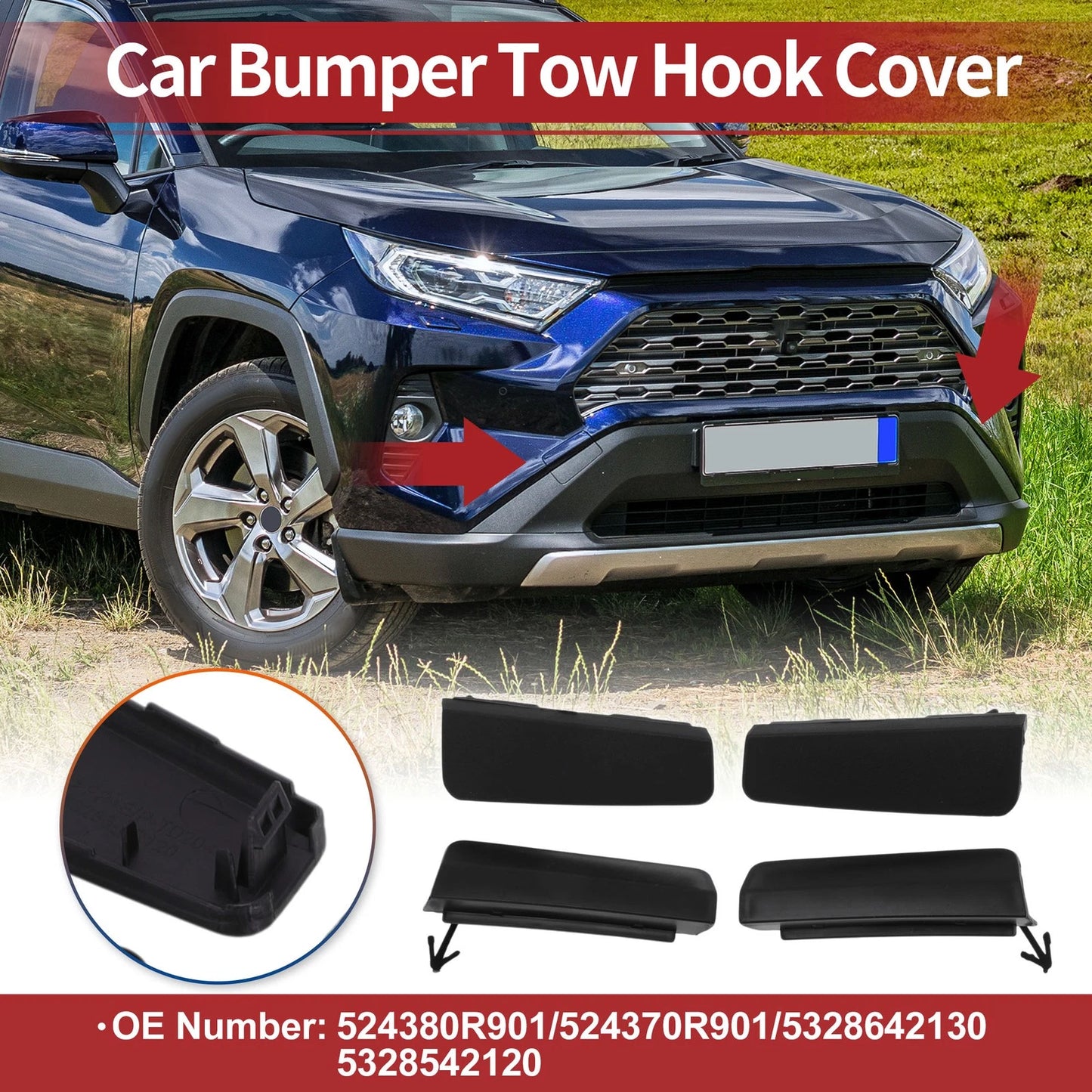 Tow Hook Cover Cap for Toyota RAV4 XA50 (2019–2023) No. 524380R901 Black