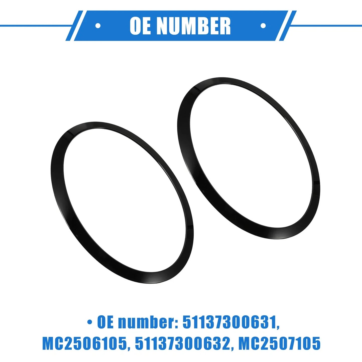 Pair Front Side Headlight Trim Ring for BMW Mini F55 F56 F57 Black (2014-2021)