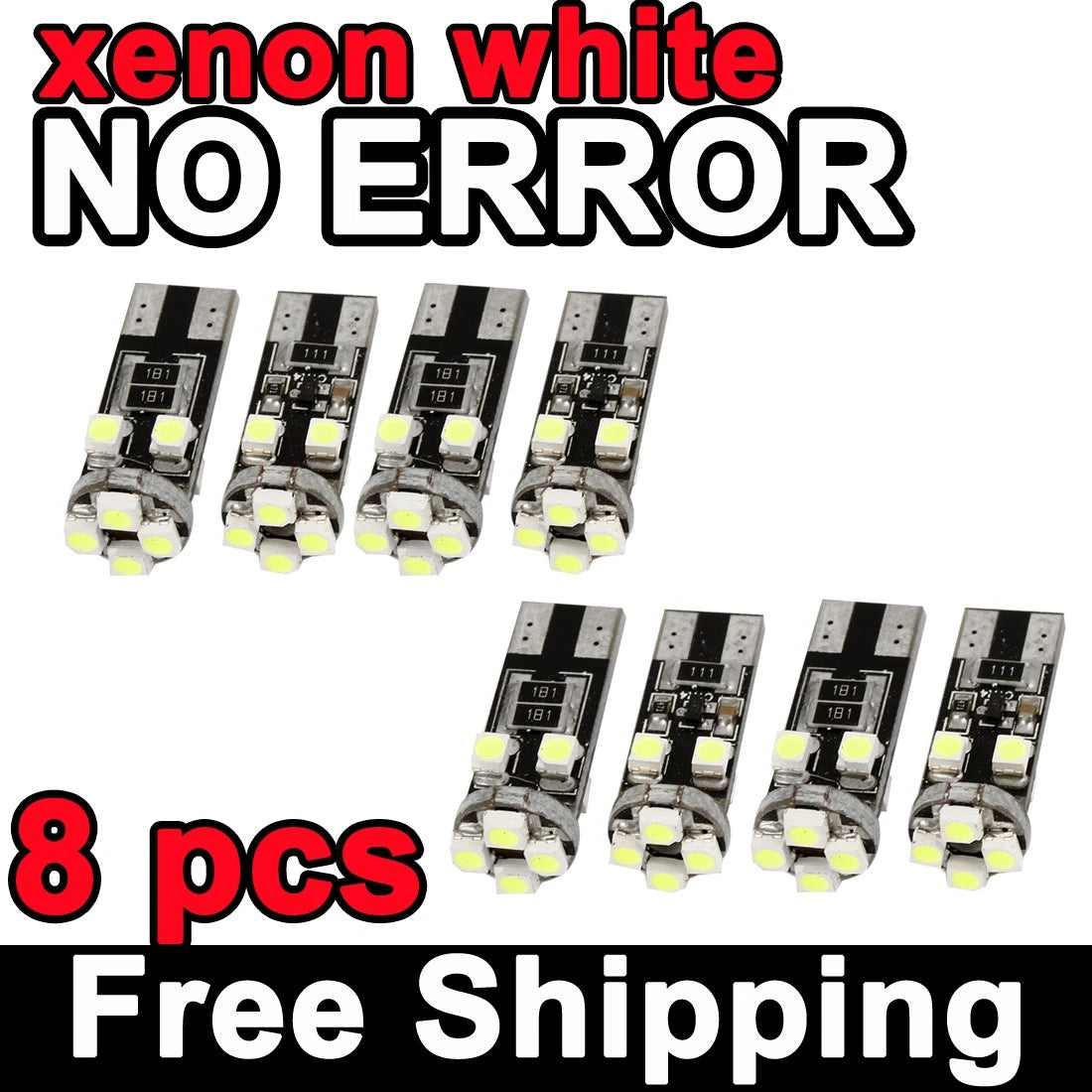 8x LED Xenon HID White W5W T10 501 Side Light Bulbs for Automotive