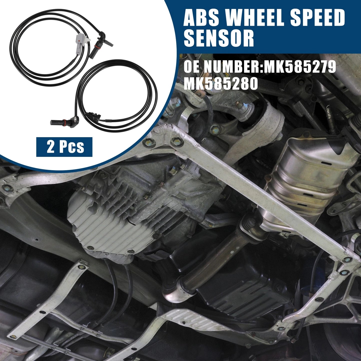 2Pcs ABS Wheel Speed Sensor for Mitsubishi FUSO (MK585279/MK585280)