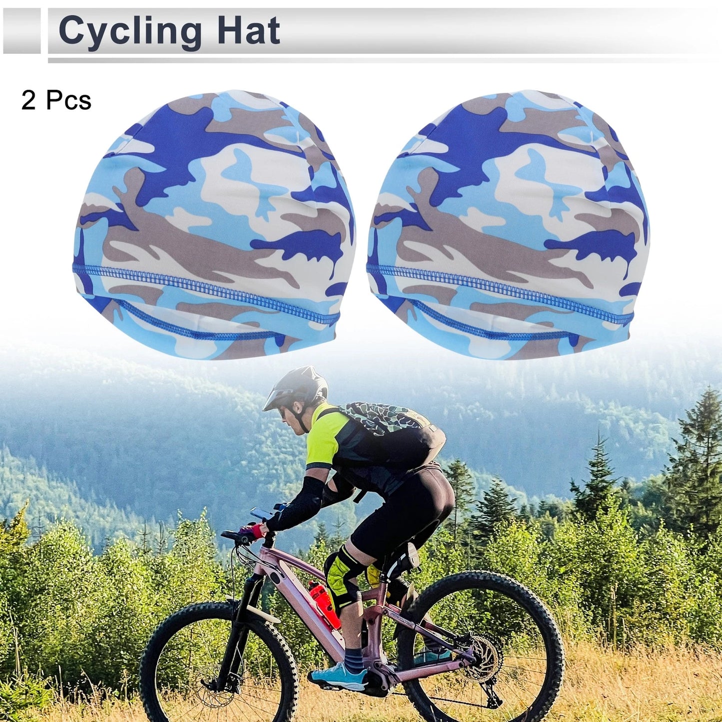 Set of 2 Sweat Wicking Cycling Hats - Light Blue 24x19cm